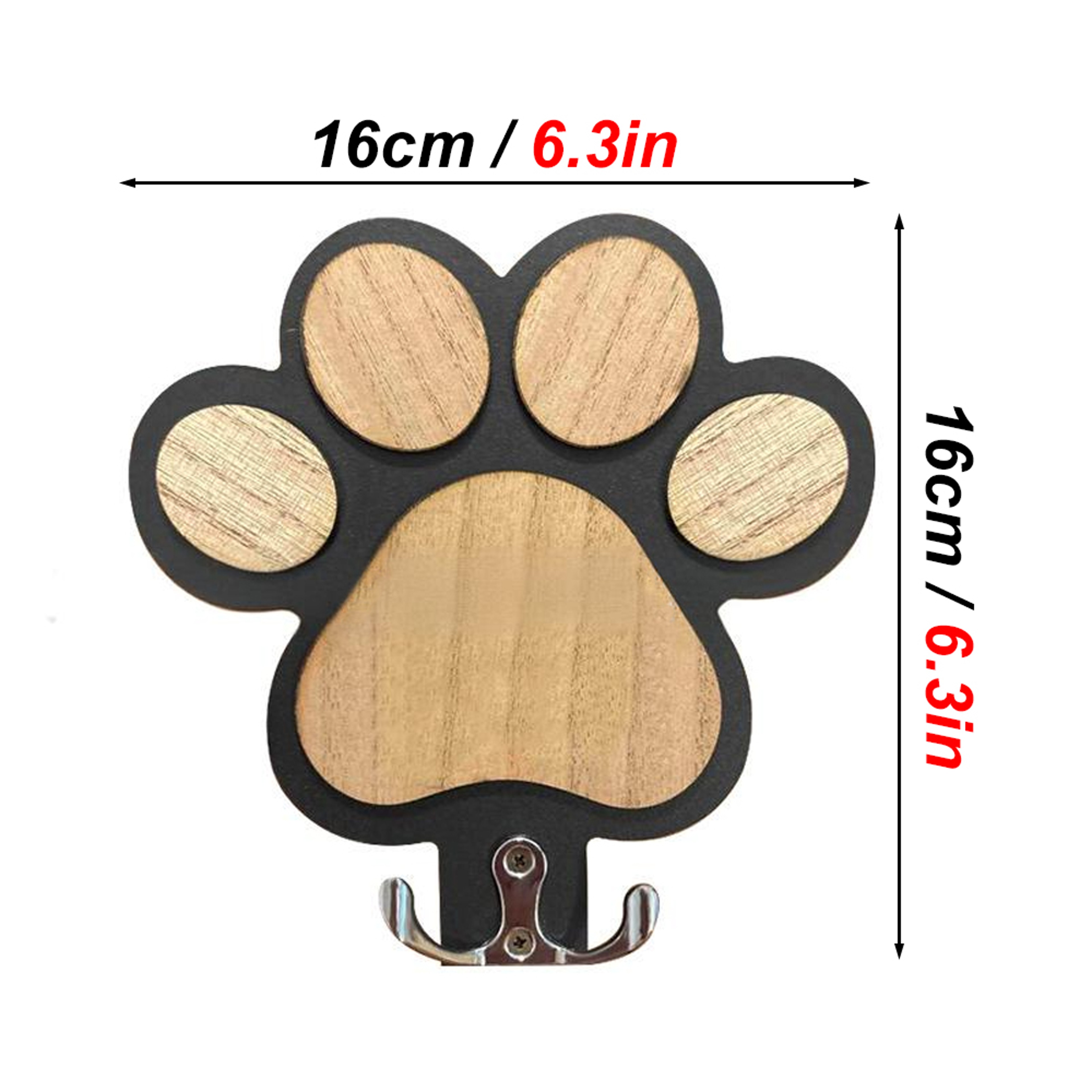 Wooden Dog Leash Hanger with Paw Design, Wall Hook for Collars & Coats, Ideal Gift for Dog Lovers – view 2