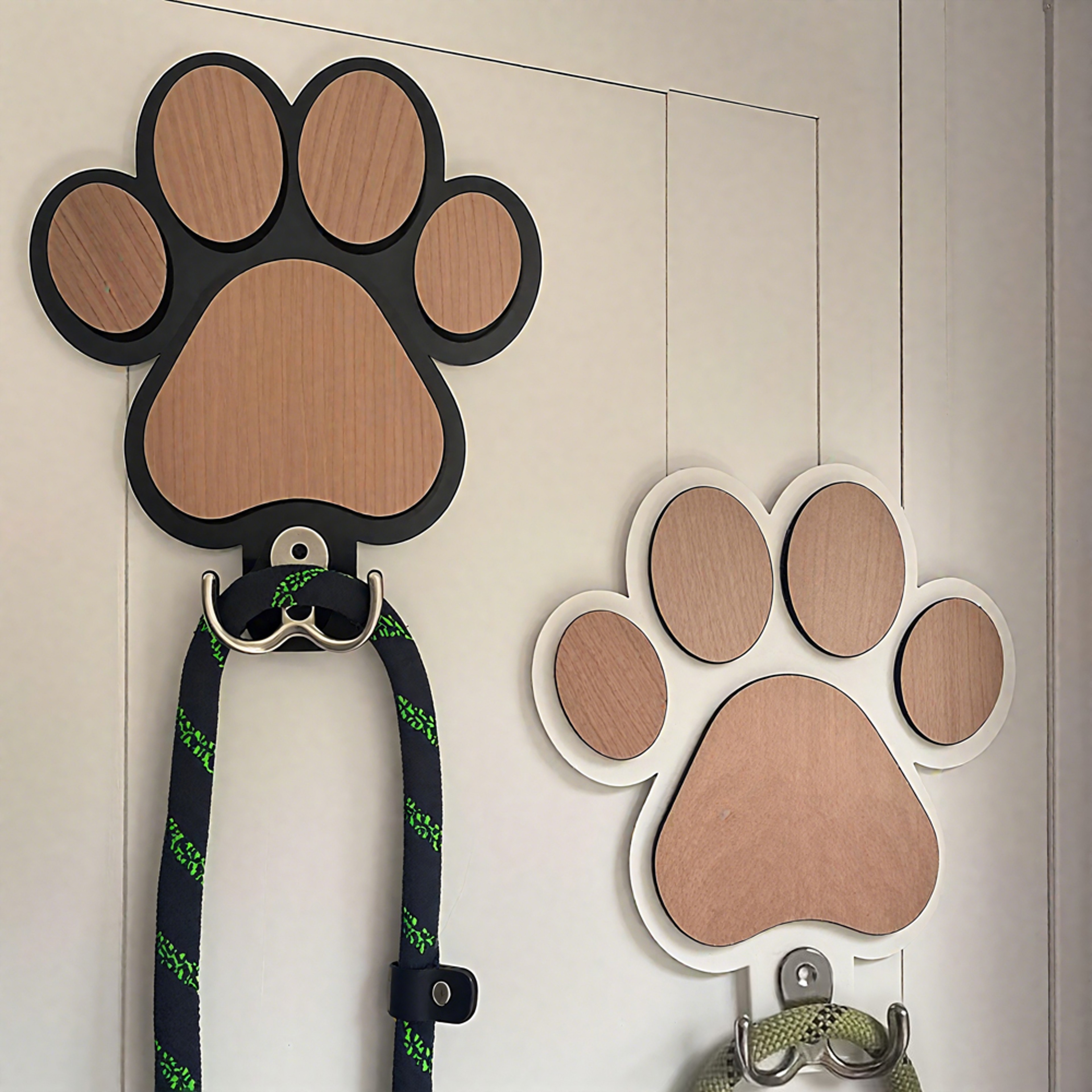 Wooden Dog Leash Hanger with Paw Design, Wall Hook for Collars & Coats, Ideal Gift for Dog Lovers – view 3