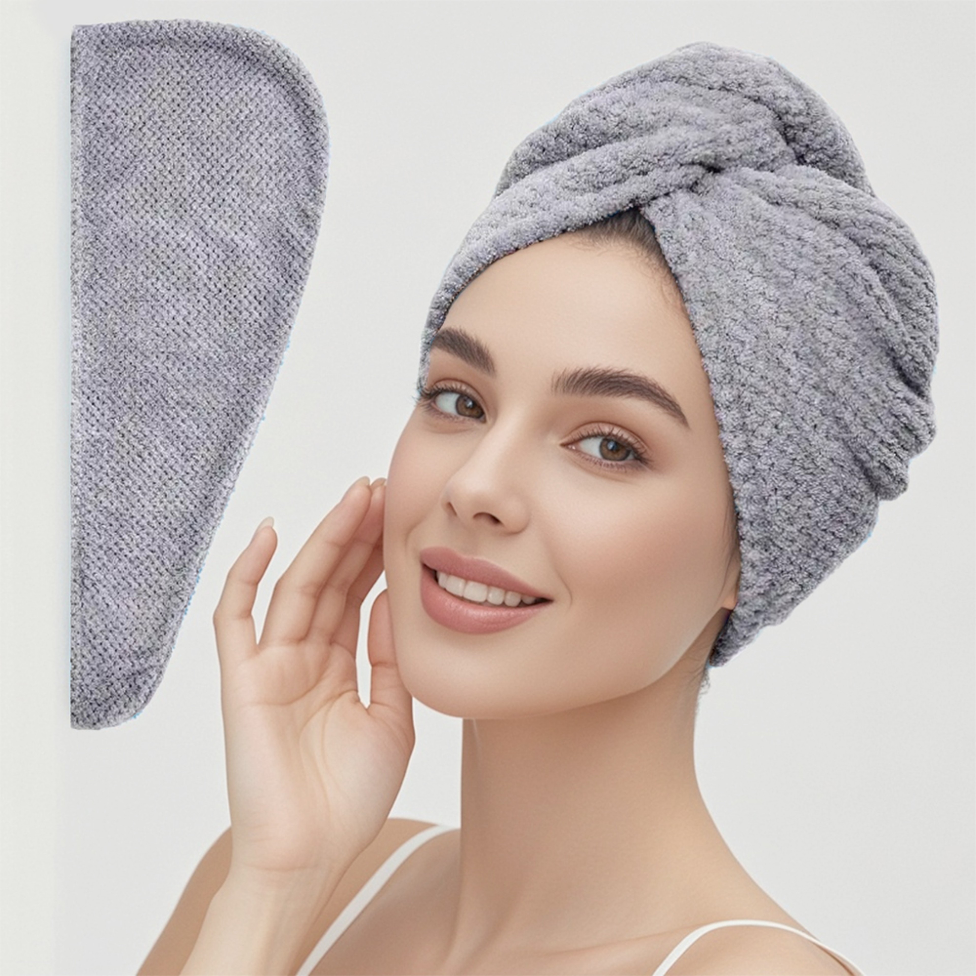 Textured Hair Towel Solid Color Dry Hair Cap 98 X 255 Absorbent Towel Wrap For ButtonDown Women 13