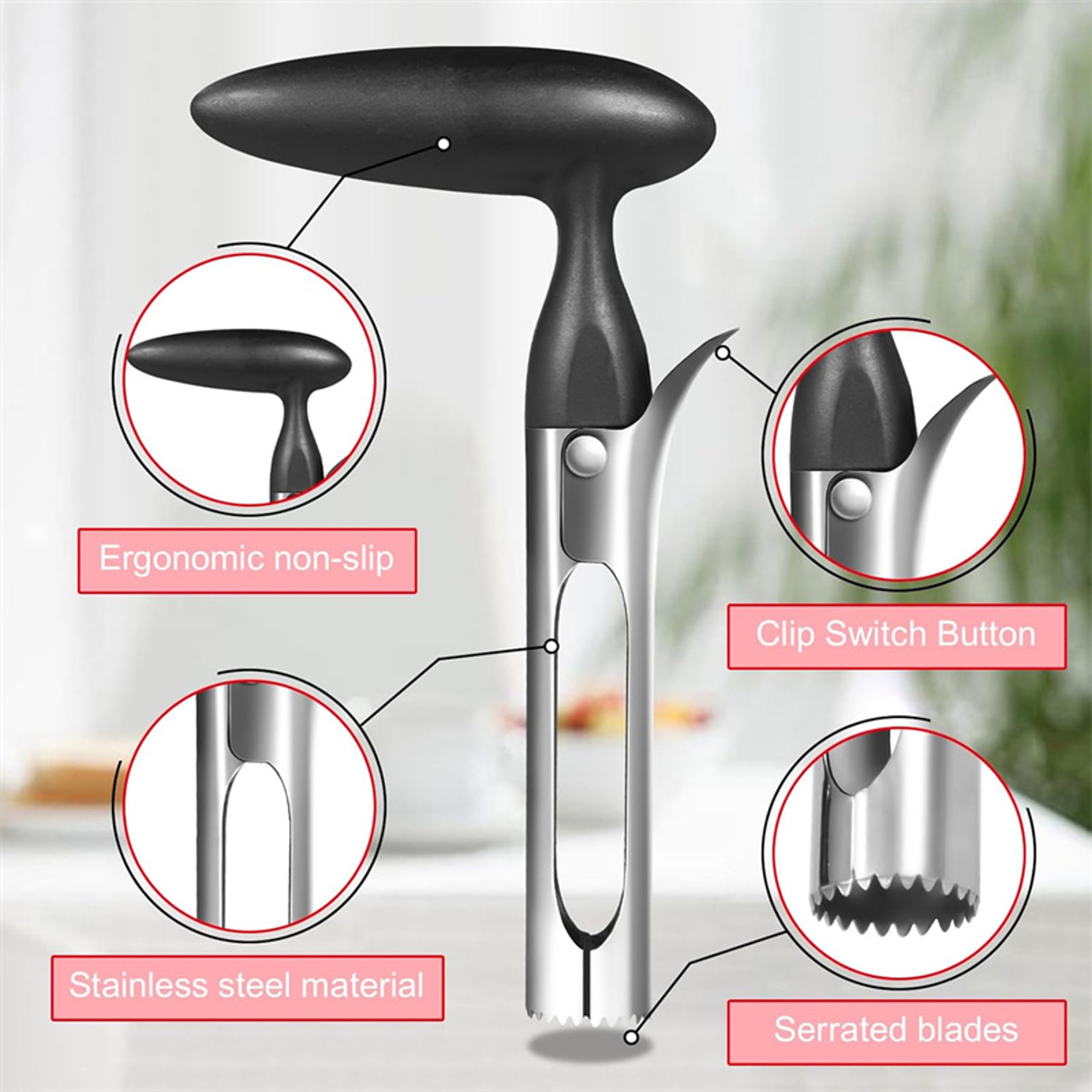 Apple Corer, Multi Function Stainless Steel Fruit Core Remover Tool for Kitchen, Vegetable Tools – view 3