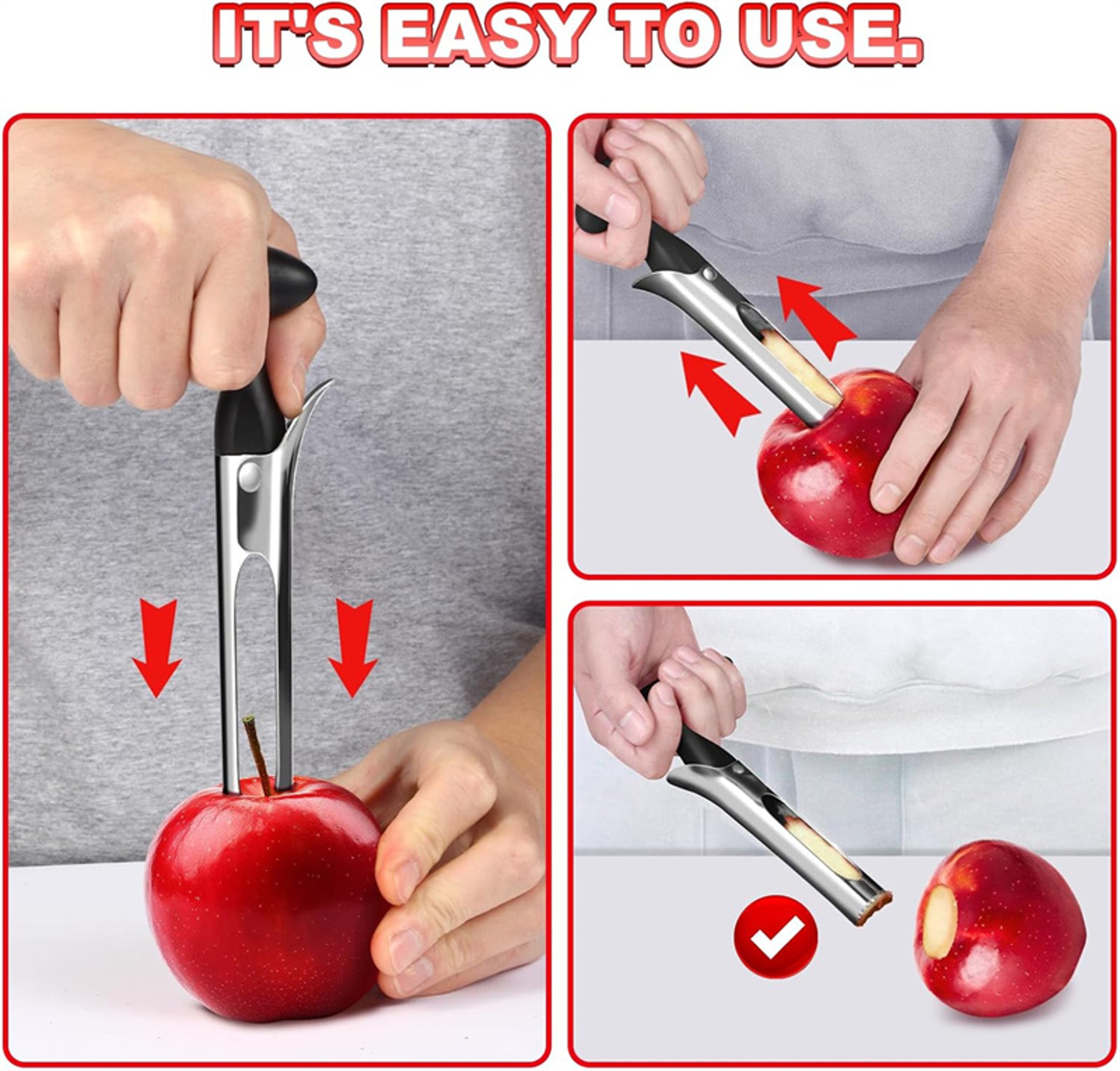Apple Corer, Multi Function Stainless Steel Fruit Core Remover Tool for Kitchen, Vegetable Tools – view 4