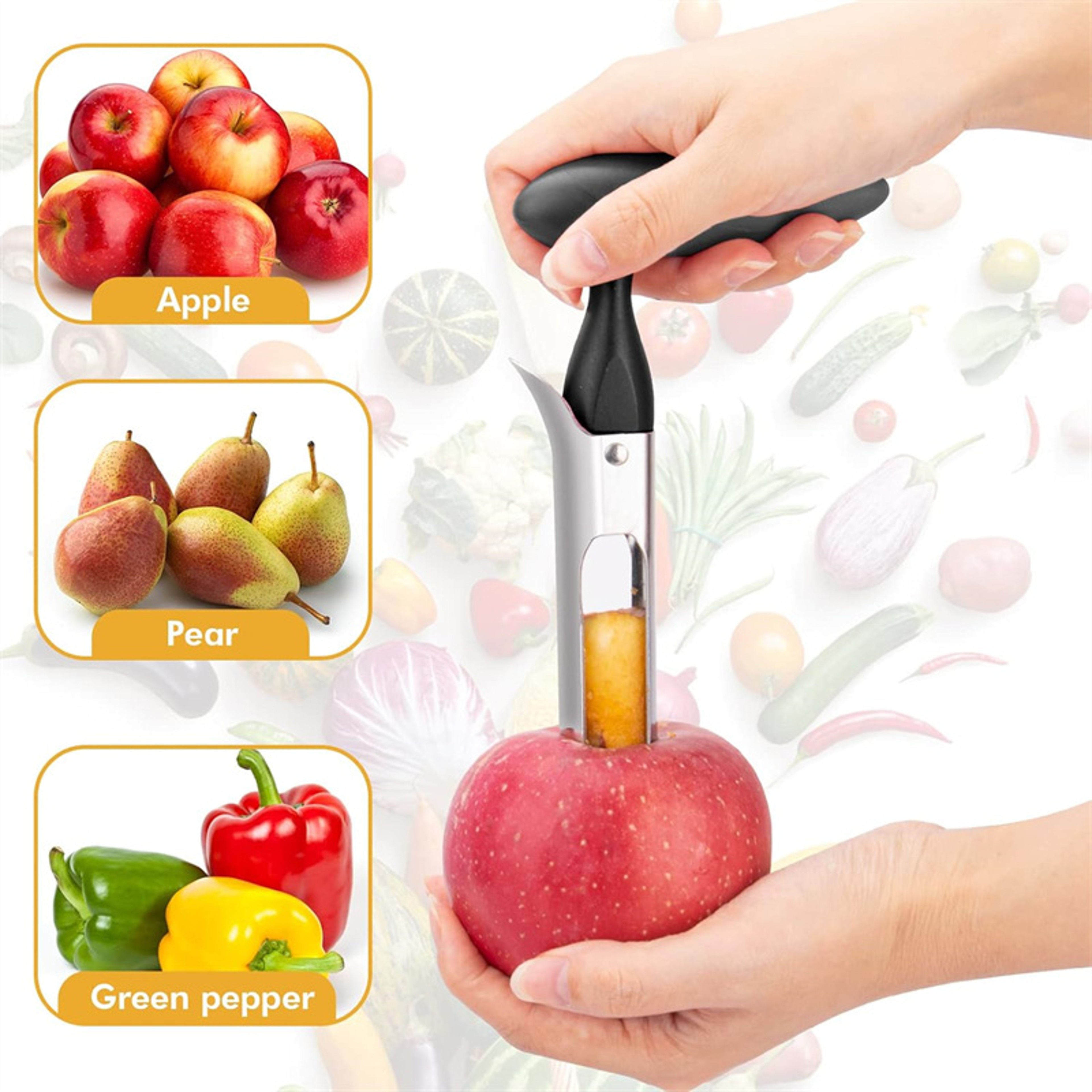 Apple Corer, Multi Function Stainless Steel Fruit Core Remover Tool for Kitchen, Vegetable Tools – view 5