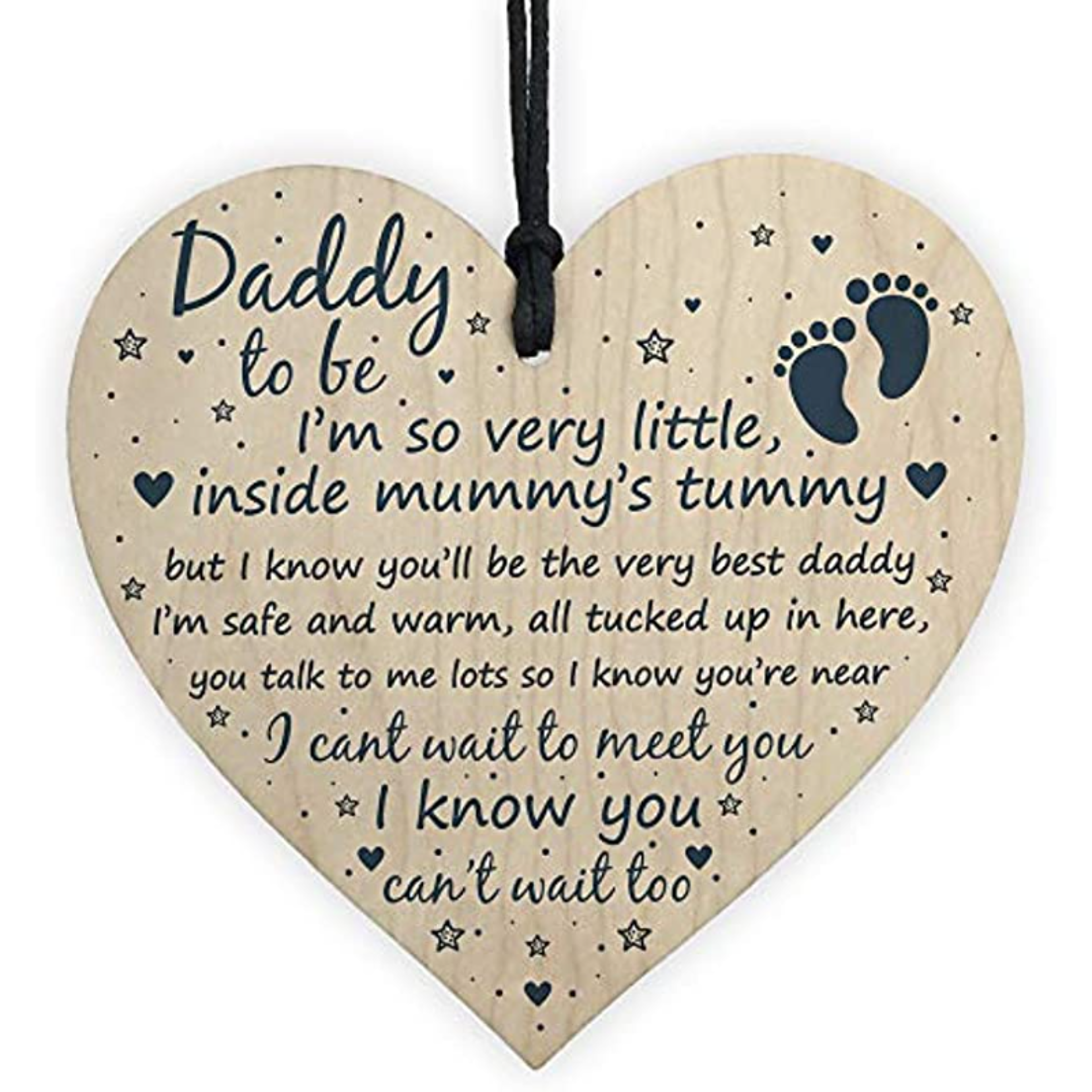 Daddy to Be Wooden Heart Card Sign Gift, Father New Born Baby Son Daughter Plaque – view 7