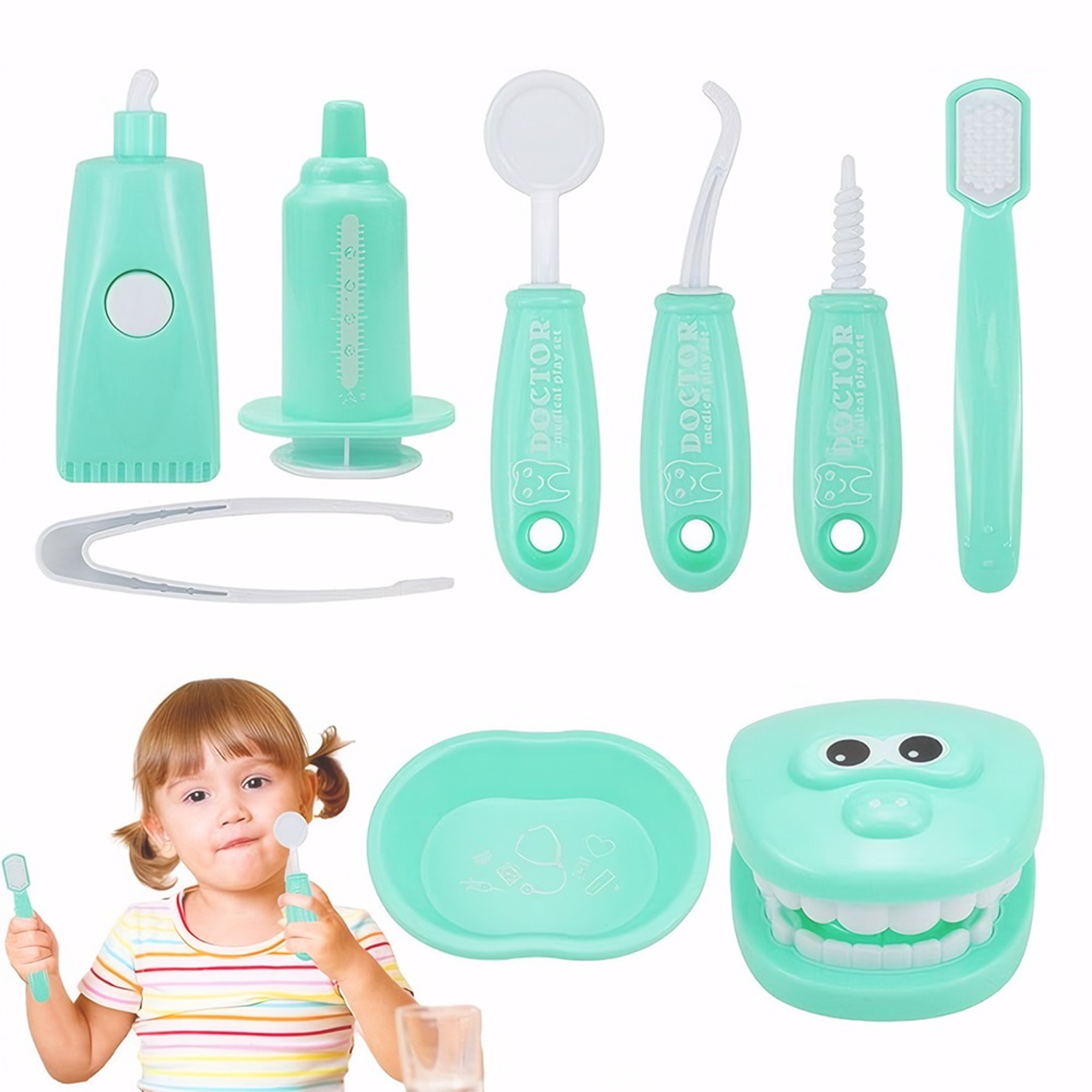 Pretend Toy Medical Kit for Kids, Plastic Simulation Dentist Play Set, Role Play Game for Children – view 1