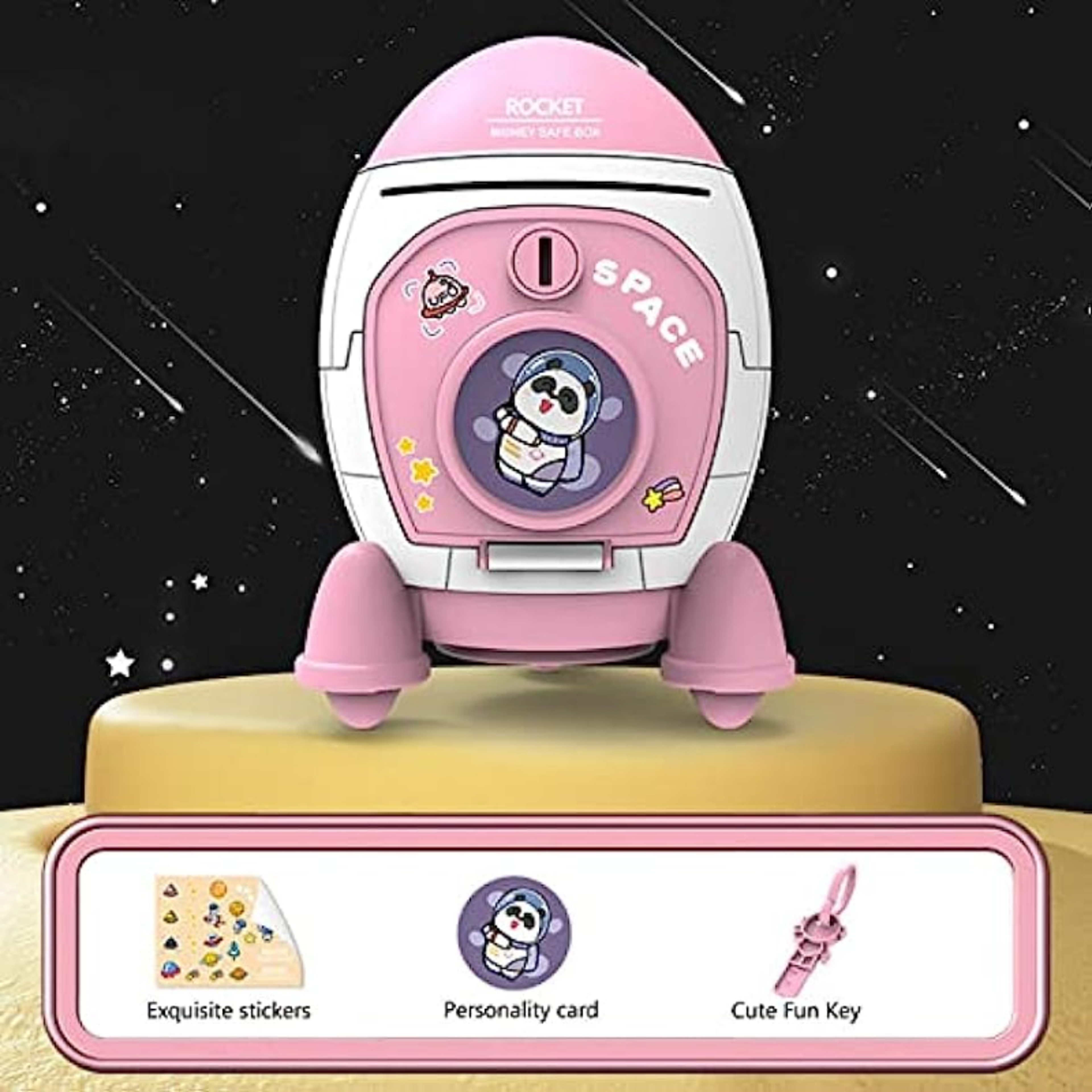 Cartoon Space Rocket Piggy Bank Toy For Boys And Girls Large Capacity Money Storage Perfect Holiday 5