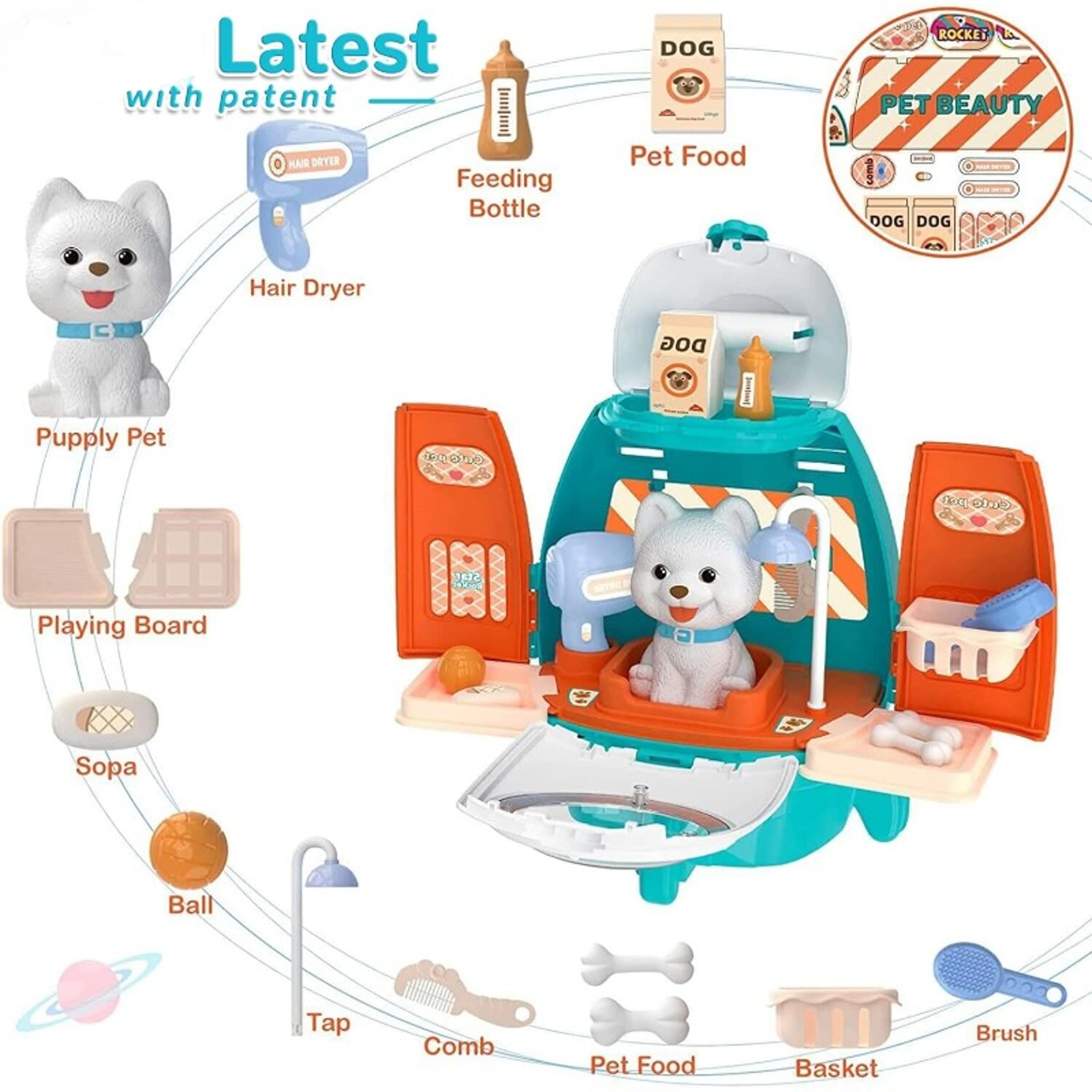 Pet Cat Dog Carrier Backpack Toy, 18PCS Pet Care Playset,Vet Clinic and Doctor Kit for Kids, Pet Veterinarian – view 3