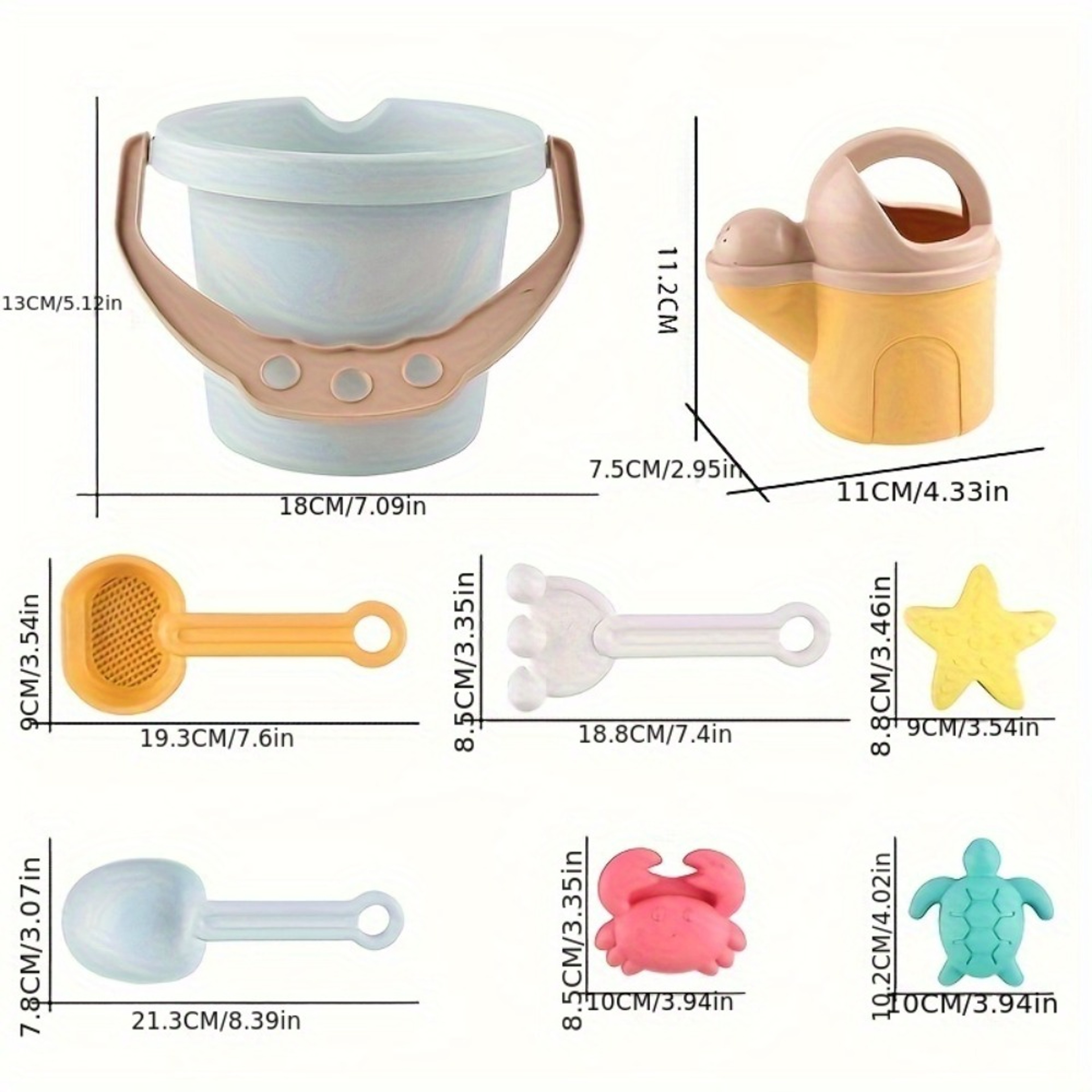 Kids Beach Toy Set, Sea Creatures Sandbox Toys, Toddlers Sand Toys, Bucket Watering Shovel, Travel Outdoor Toy Kit for K – view 2