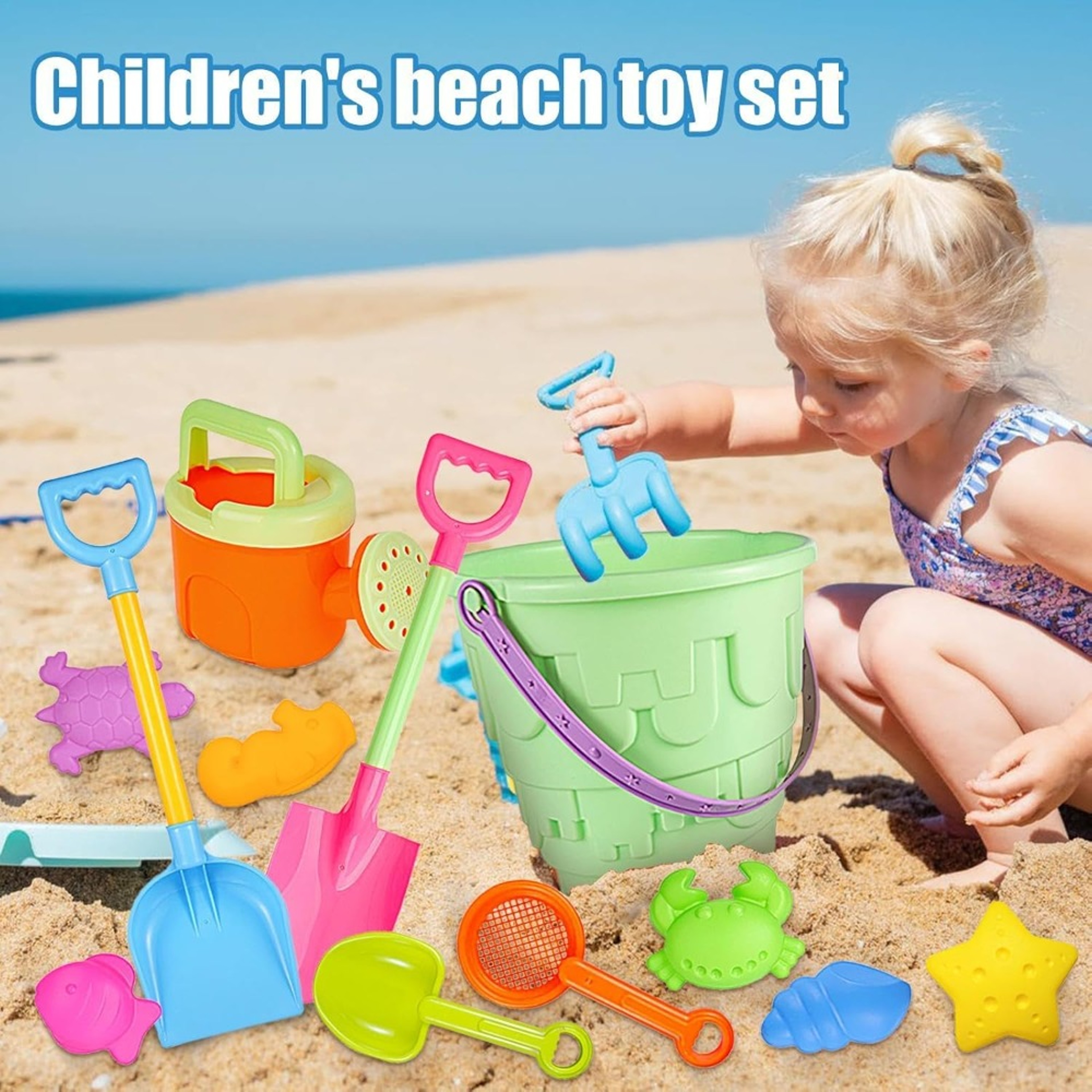 Sandcastle Sand Bucket Shovels For Toddlers Girls Beach Toys Set For Kids Animal Sand Molds Travel  4