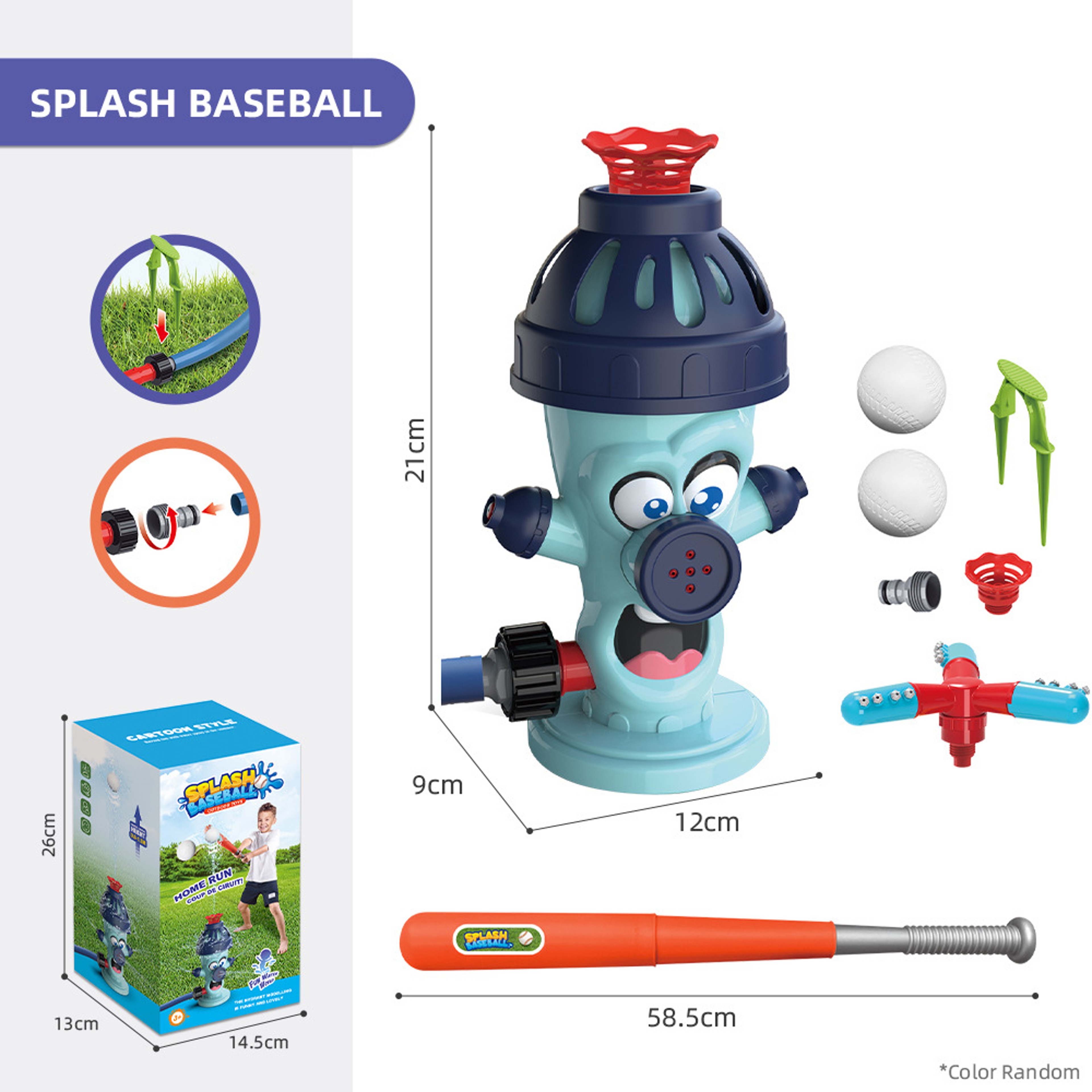 Rotating Snail Water Sprinkler Baseball Toy, Water Splashing Fun with Sprinkler Heads for Kids – view 8