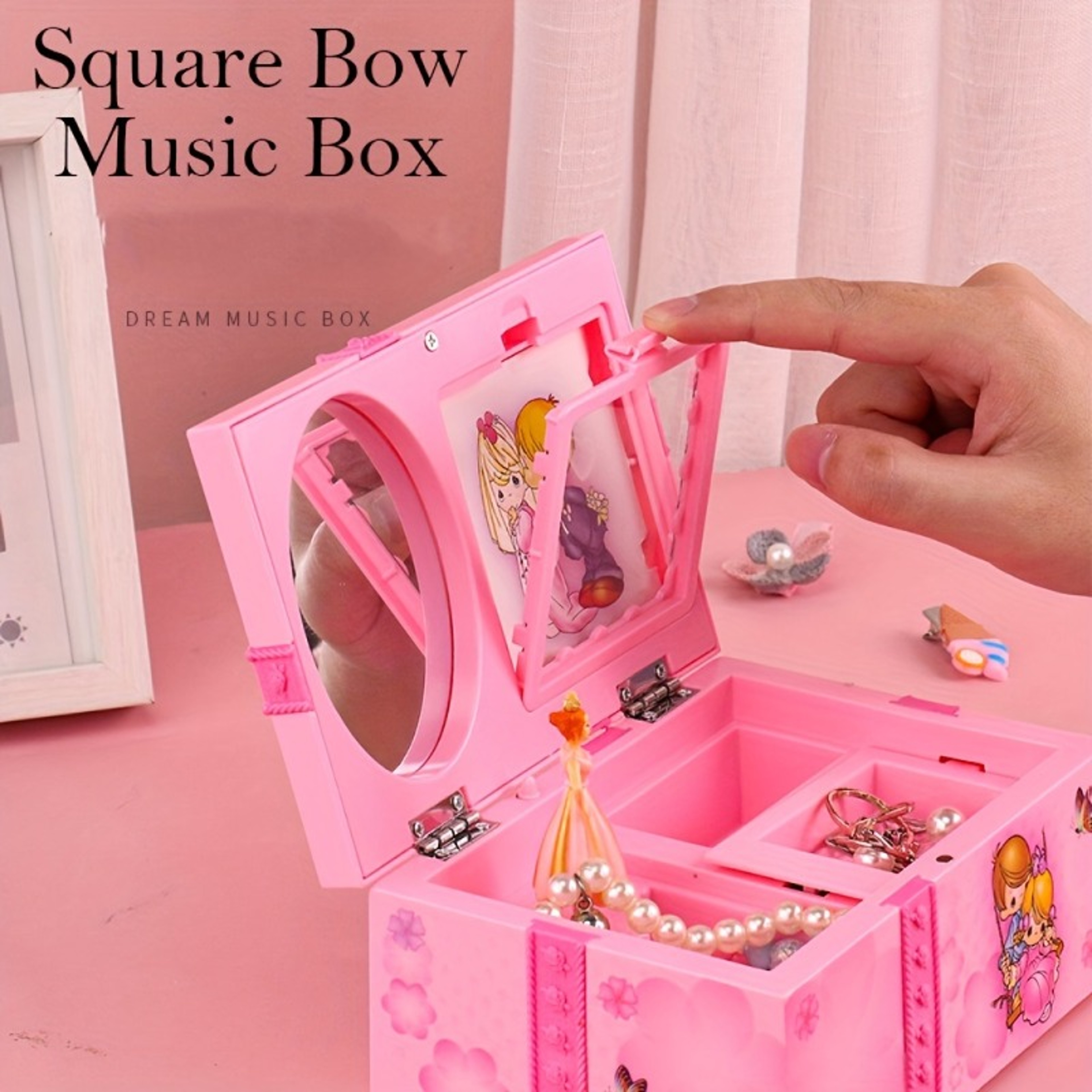 Music Box Girls with Ballerina Jewelry Box, Spinning Drawer for Necklace and Bracelet Storage – view 3