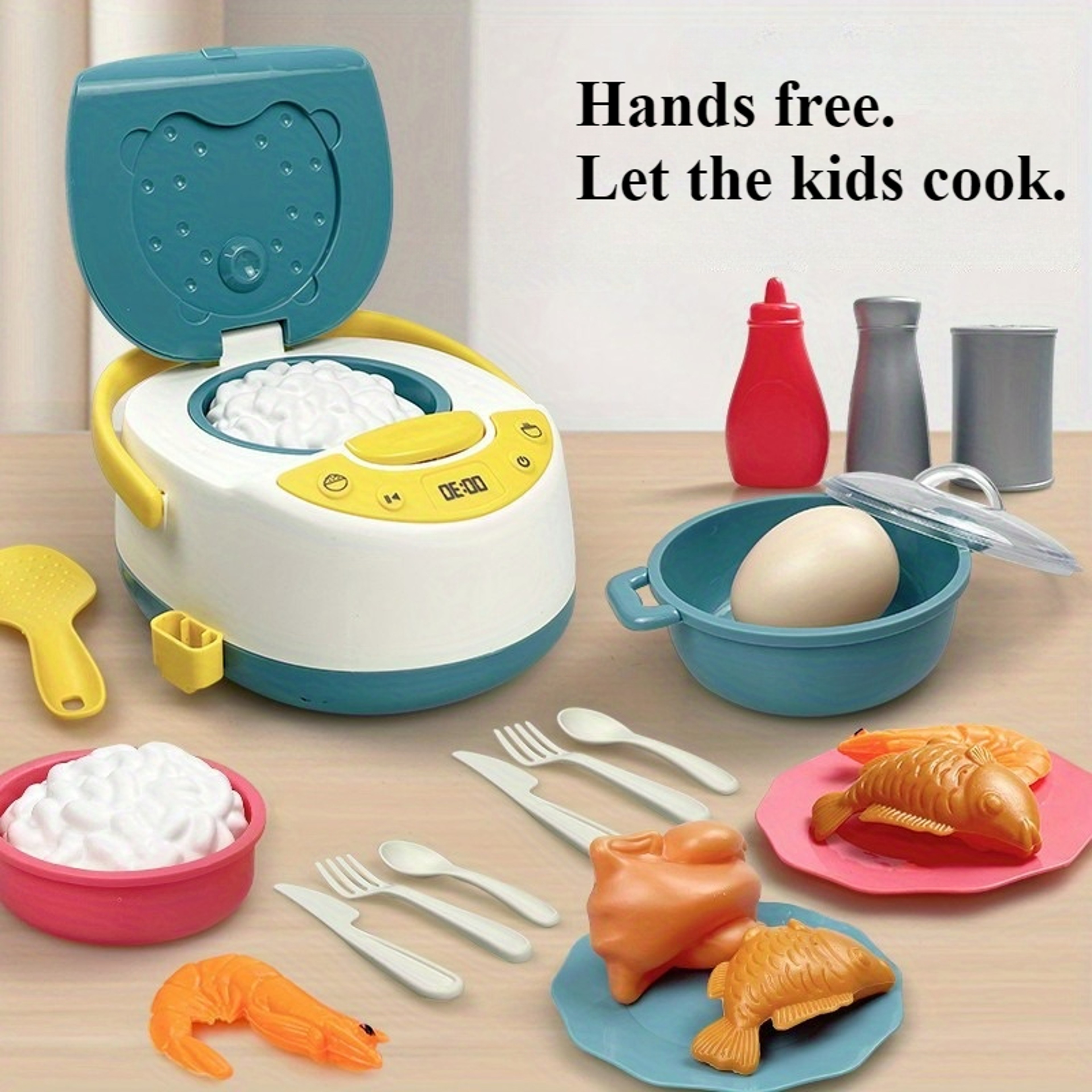 Pretend Play Kitchen for Boys & Girls, Kids Cooking and Baking Playset, Rice Cooker, Microwave, Gas Refrigerator – view 2