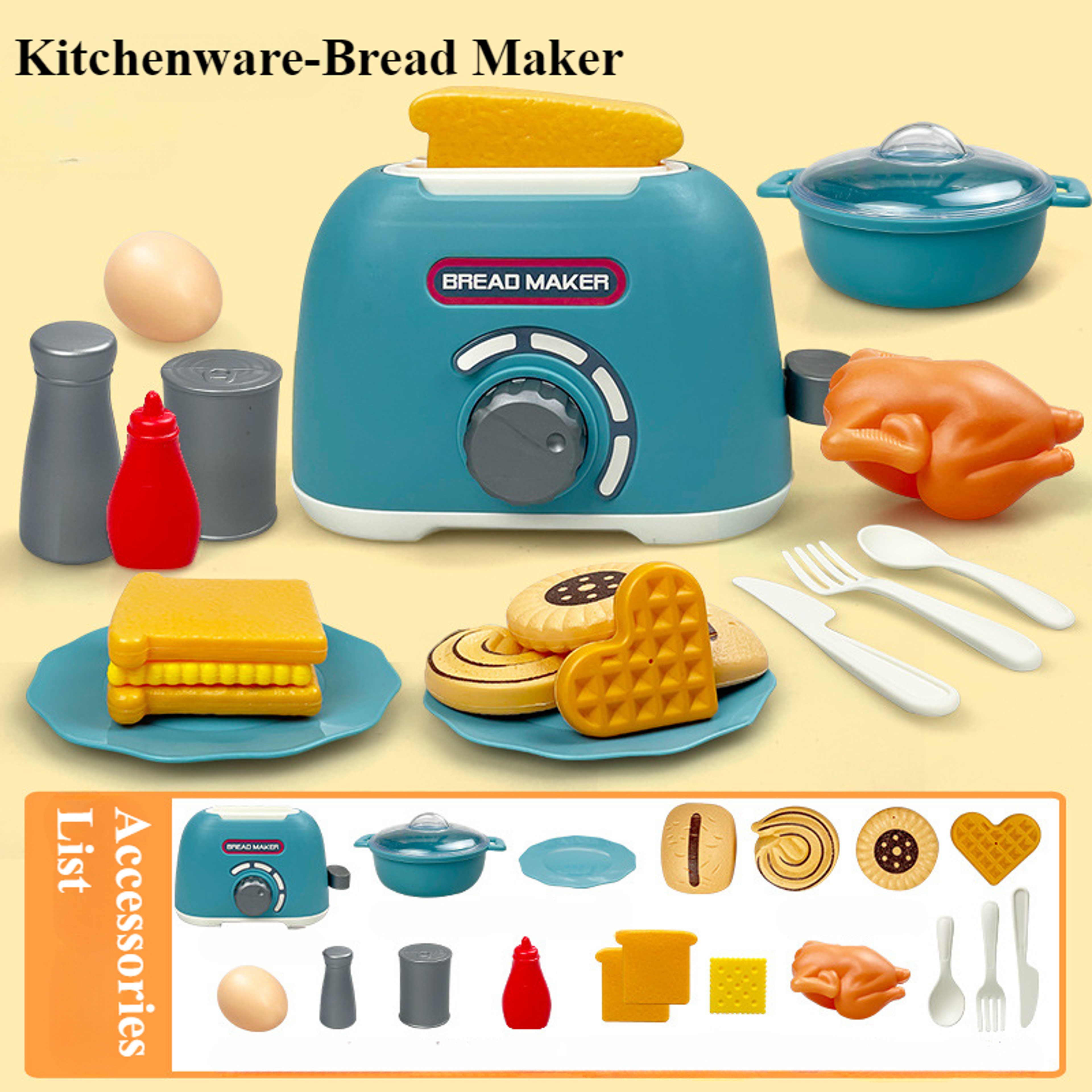 Pretend Play Kitchen for Boys & Girls, Kids Cooking and Baking Playset, Rice Cooker, Microwave, Gas Refrigerator – view 9