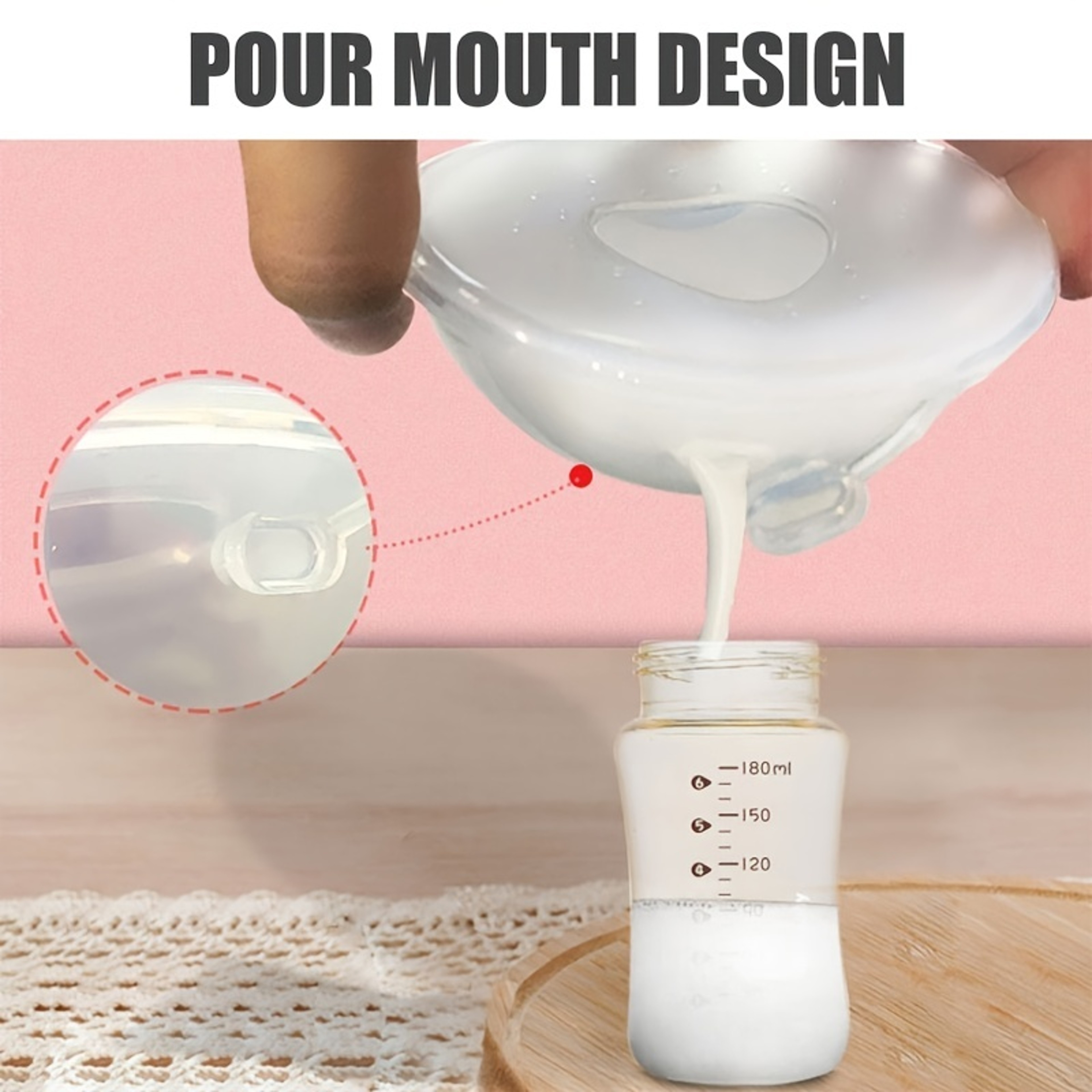 Wearable Nursing Cups, Silicone Breast Milk Collector, Breastmilk Saver, Letdown Catcher for Pumping – view 4