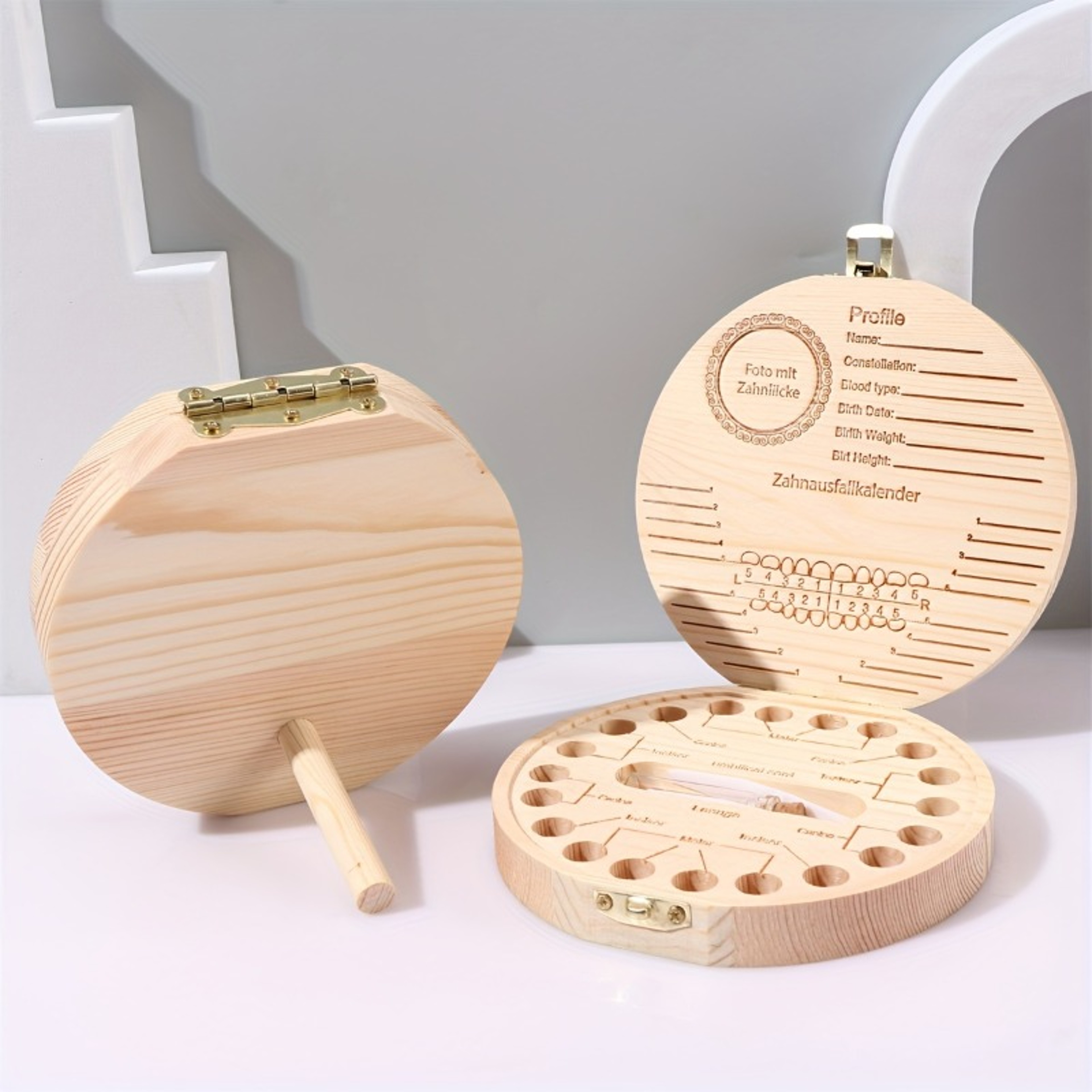 Wooden Tooth Storage Box for Kids, Baby Tooth Organizer, Milk Teeth Storage Box, Collecting Teeth & Umbilical Cord Box – view 2