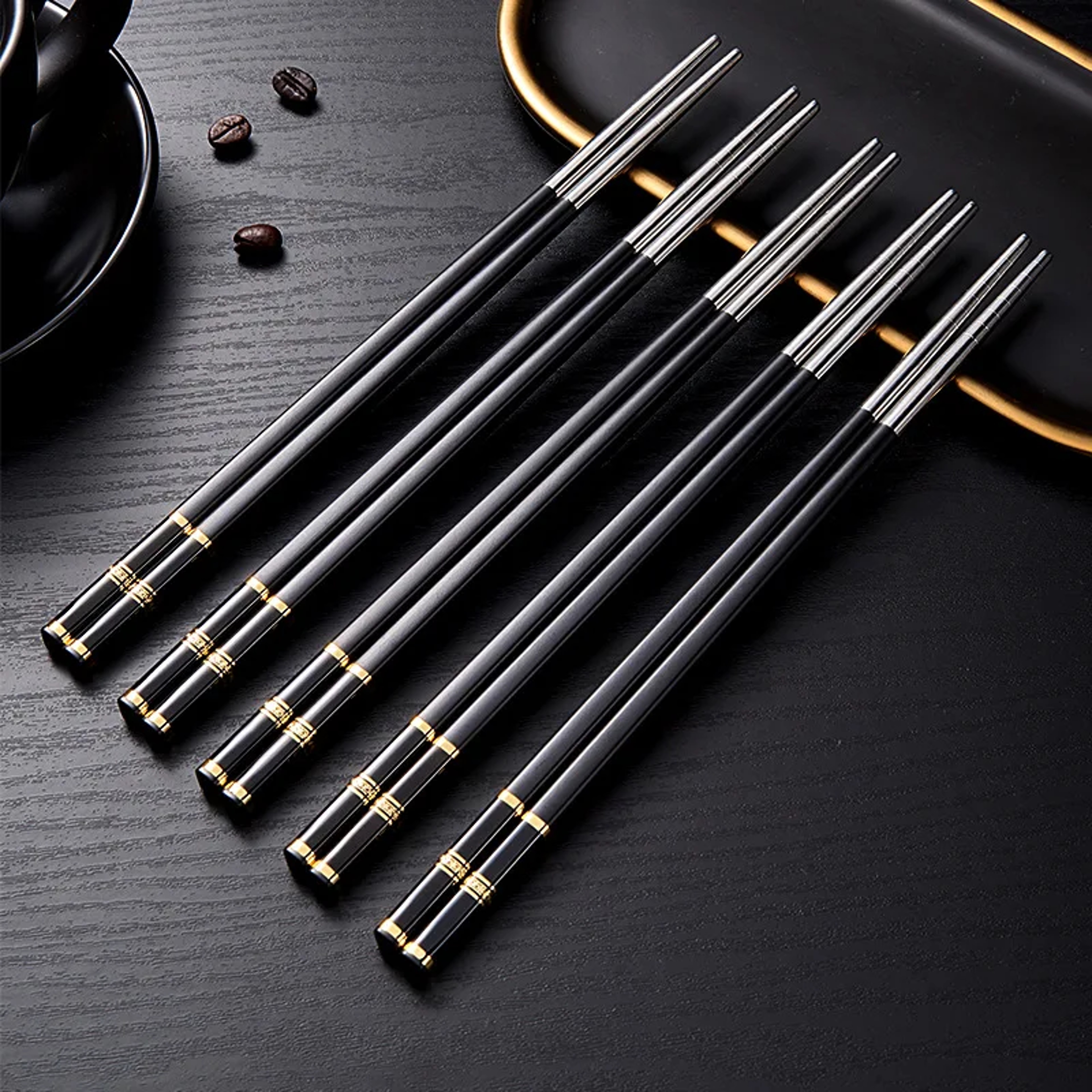 Premium Alloy Chopsticks Pairs Reusable Nonslip Metal Sushi Sticks For Dining 0