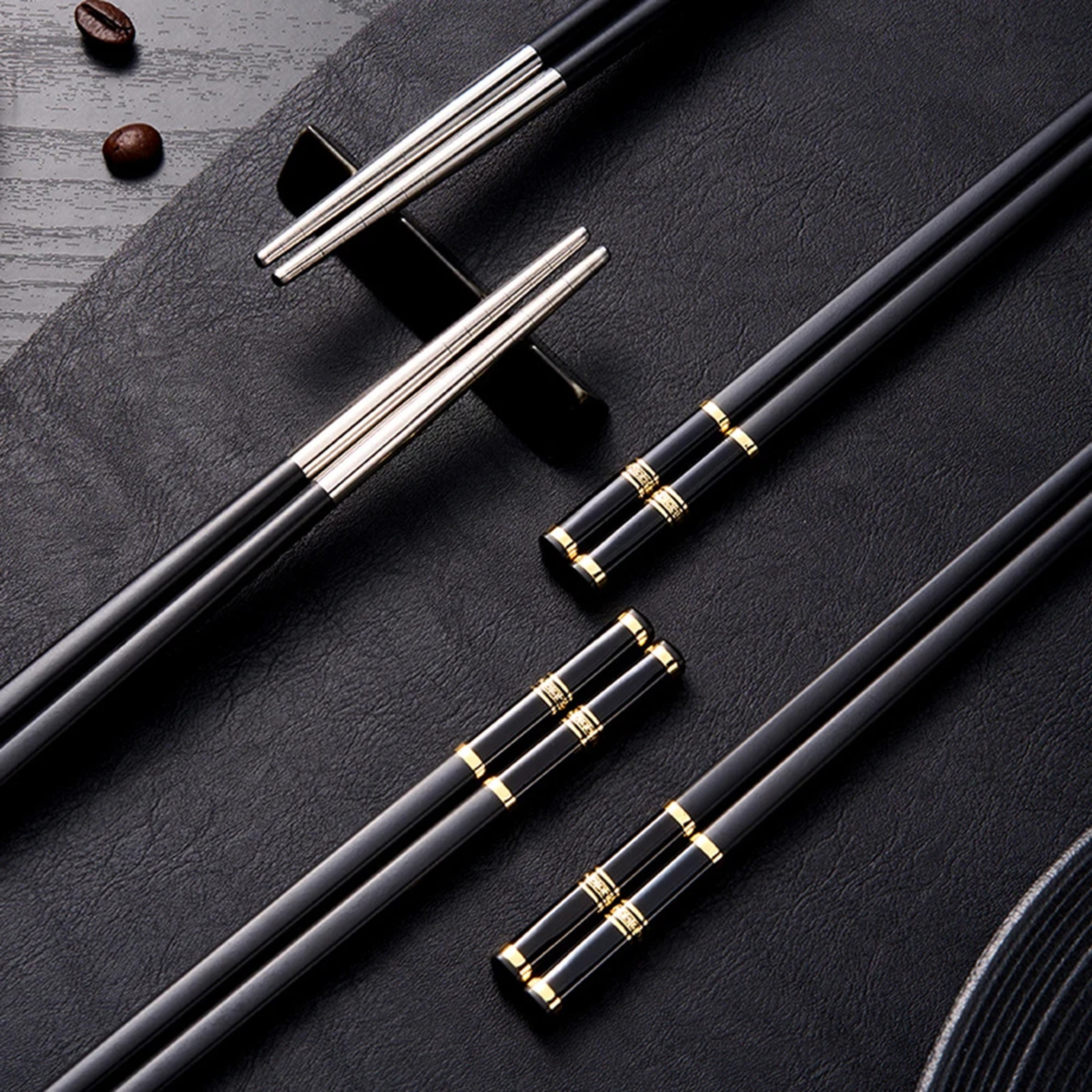 Premium Alloy Chopsticks Pairs Reusable Nonslip Metal Sushi Sticks For Dining 4