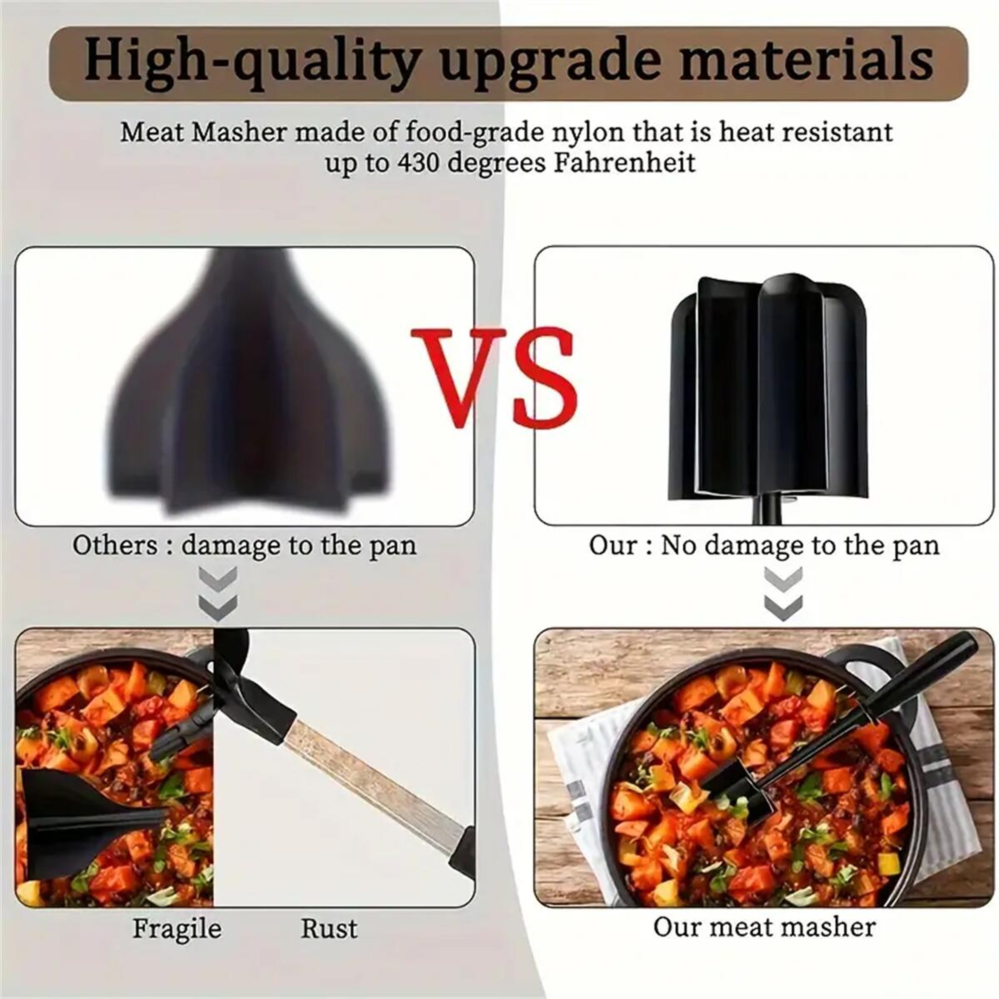 Meat Chopper & Shredder – Heat-Resistant Hamburger Meat Smasher for Ground Beef & More – view 6