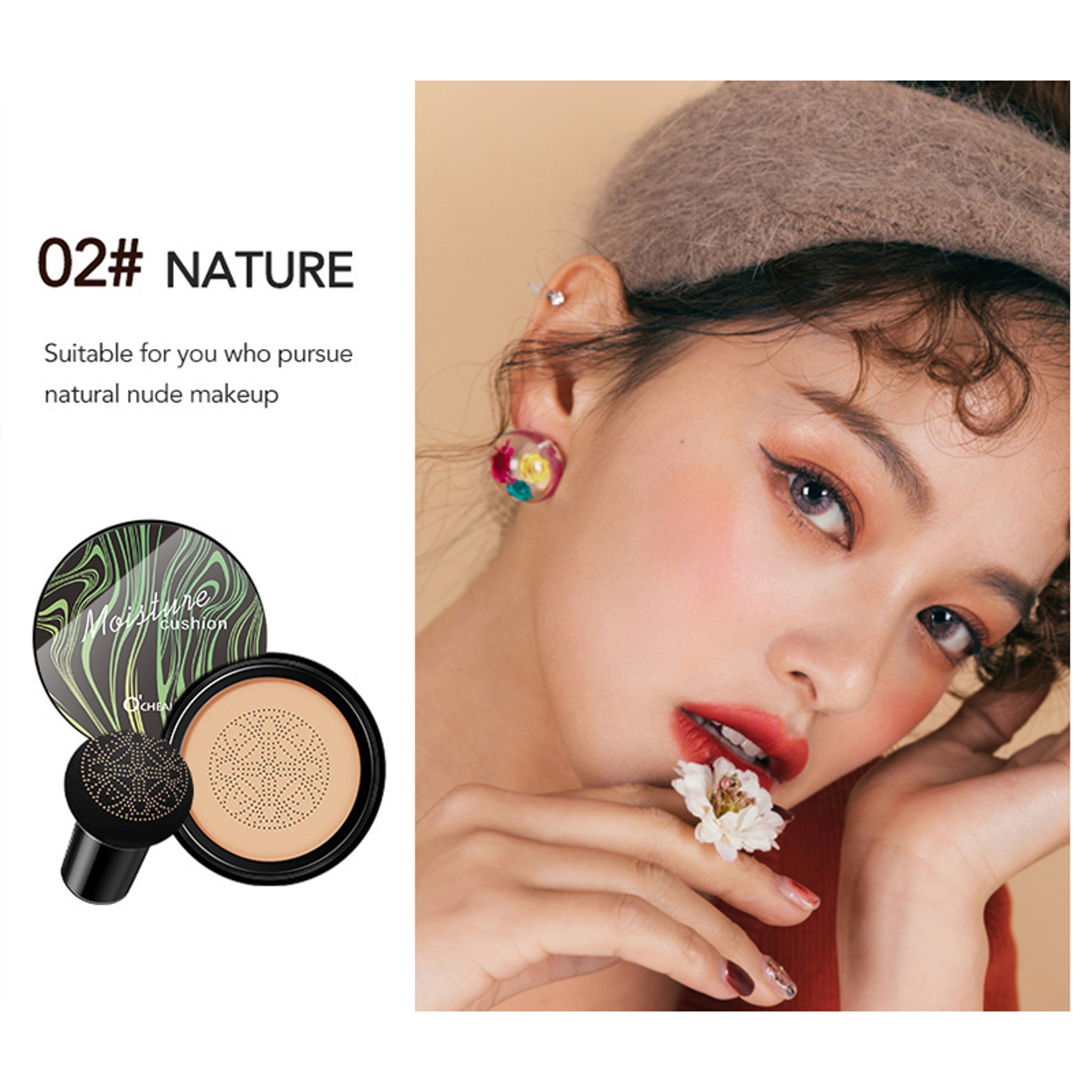 Ocheal BB Cream Air Cushion Foundation & Concealer with Mushroom Head Puff – view 6