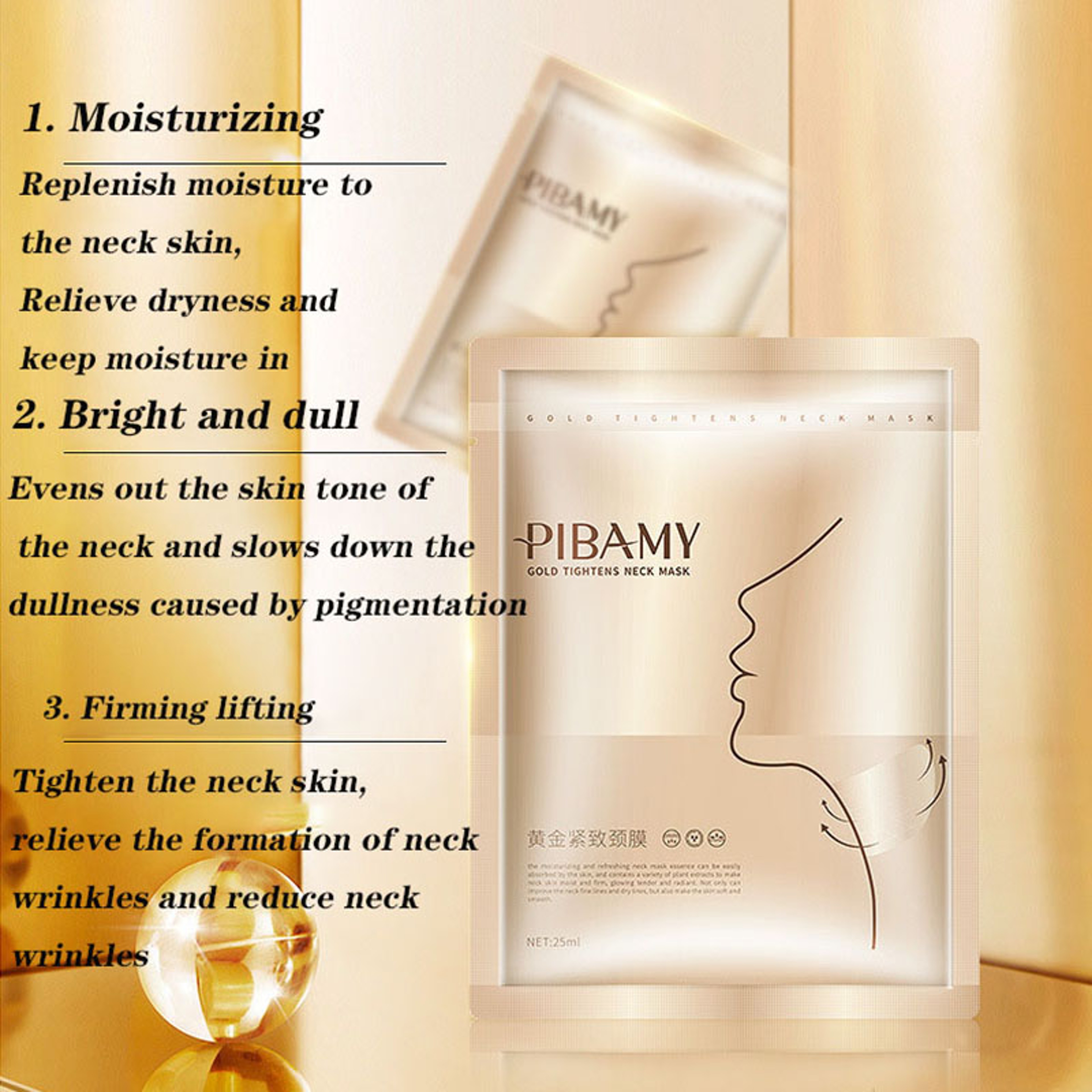 Gold Firming Neck Mask  Moisturizing & Nourishing Skin Care for a Youthful Glow Piece Set – view 2