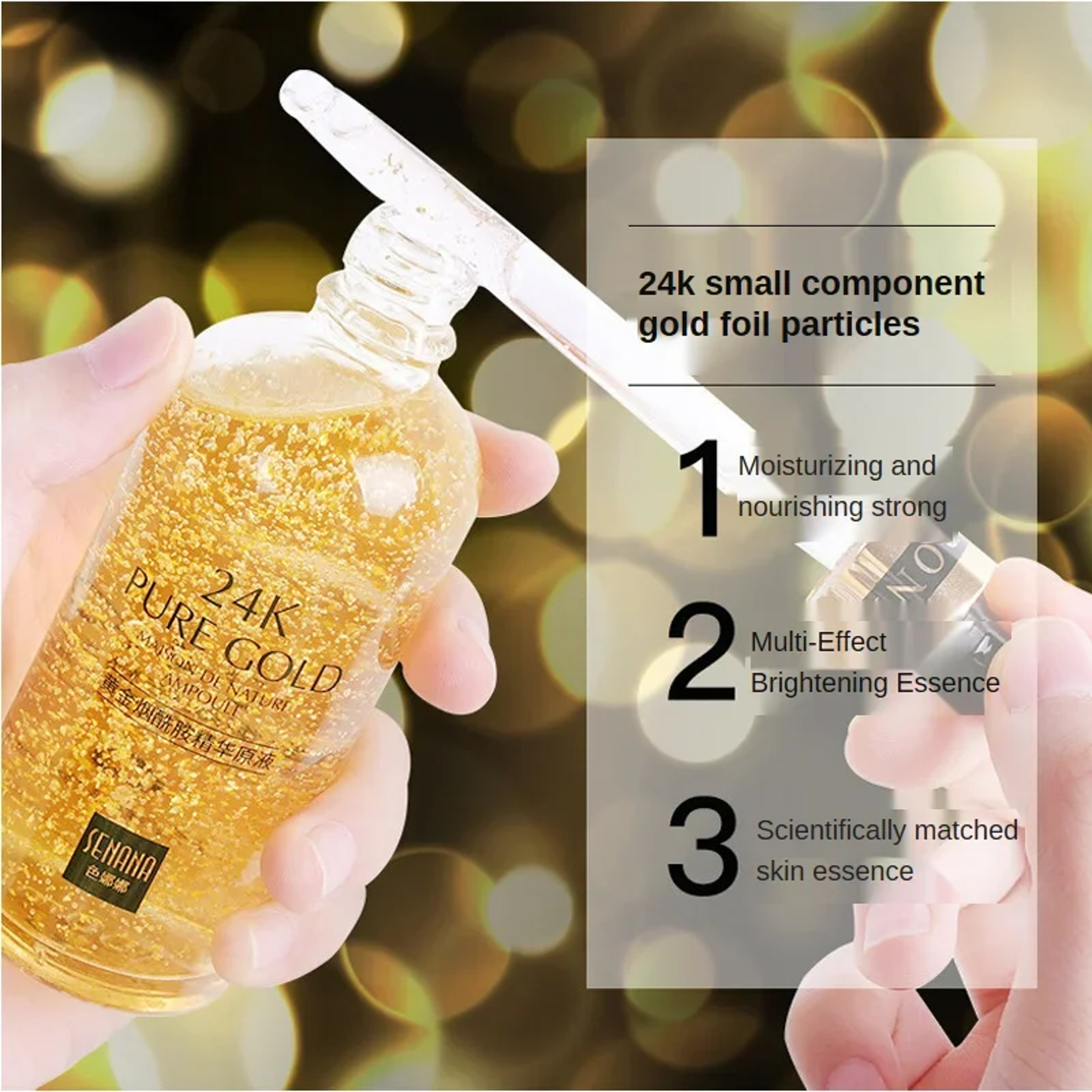 Gold Hyaluronic Acid Facial Serum – Moisturizing, Pore-Reducing & Skin Firming – view 2