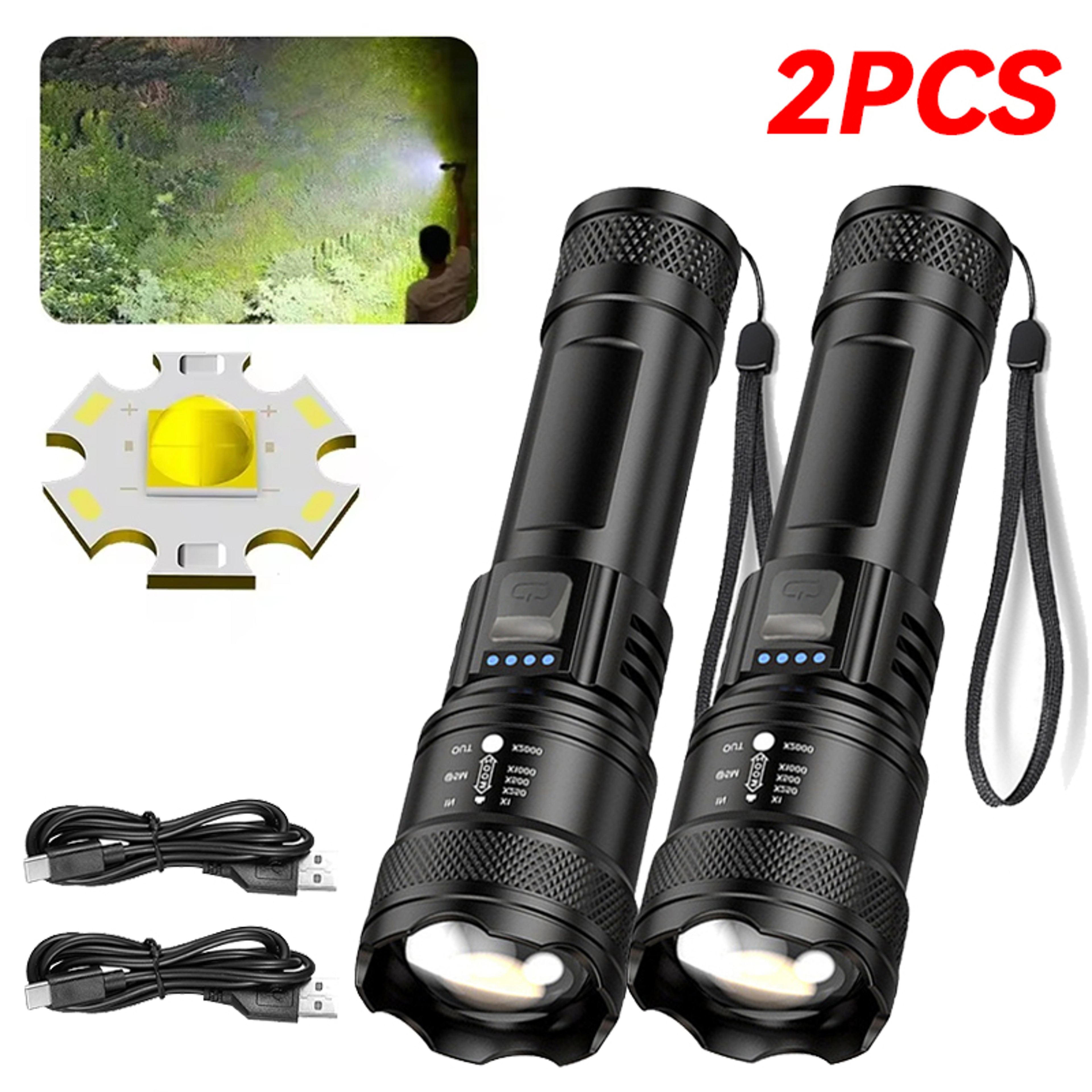 HighPowered Tactical LED Flashlight With USB Charging For Camping  Emergency 5