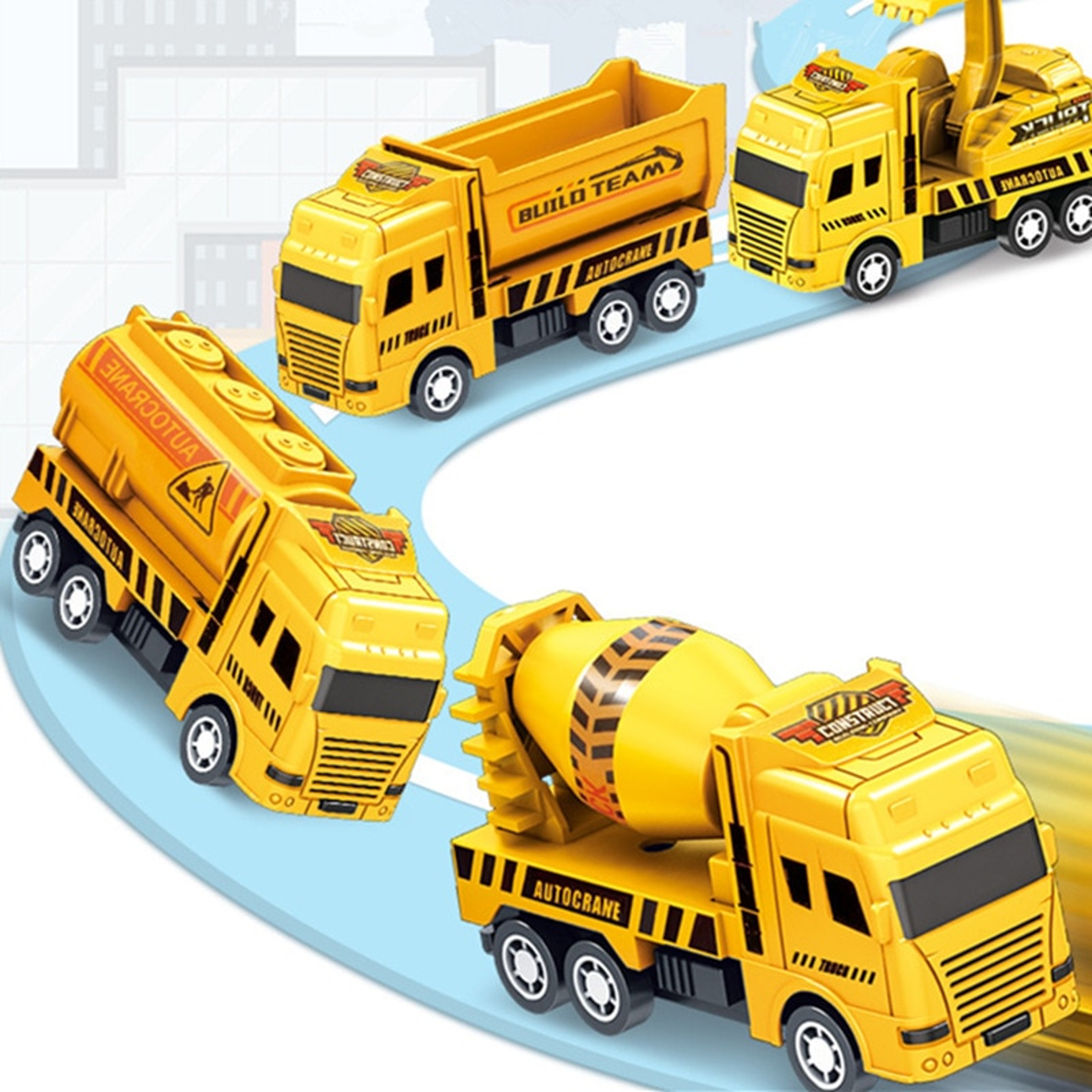 Pull Back Cars, FrictionPowered Construction Vehicles  Dump Truck & Crane Set for Toddlers and Kids – view 3