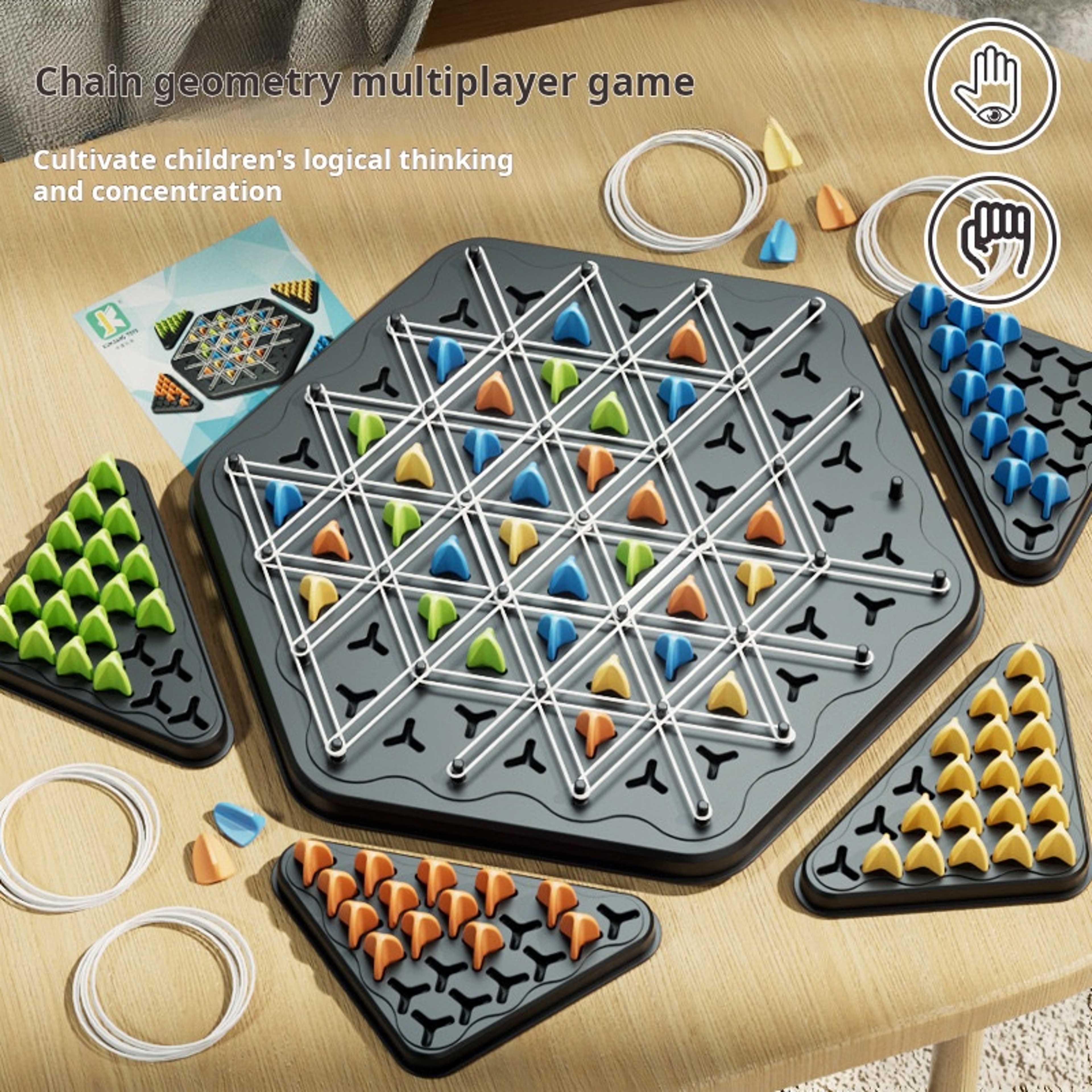 Triggle Triangle Strategy Board Game  Chain Triangle Chess Game With Rubber Bands For Family Game N 2