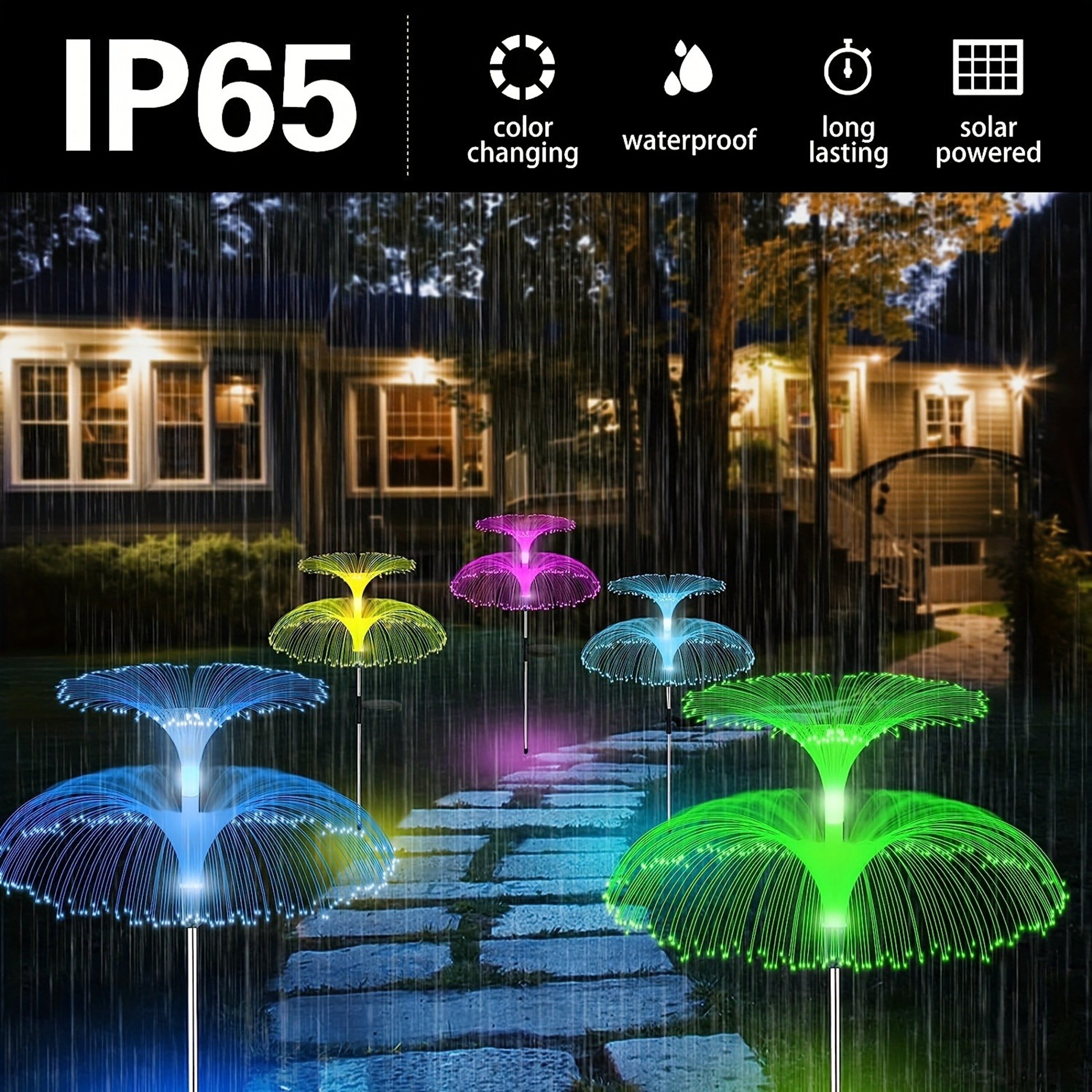 Solar Garden Lights Colors Variable Jellyfish Stake For Outdoor Decoration 2