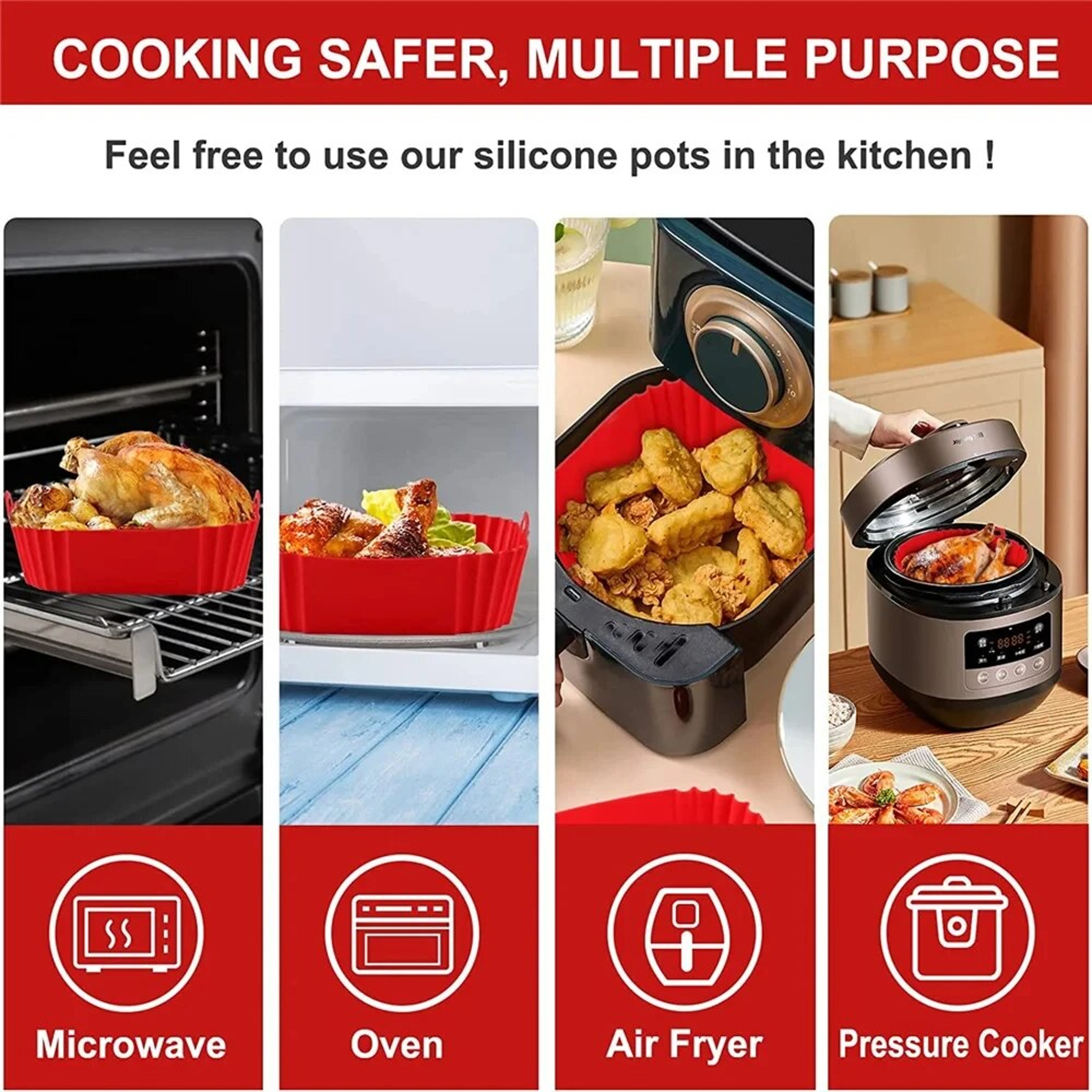 Reusable Silicone Airfryer Pan Liner  Baking Tray for Pizza, Fried Chicken & More – view 4