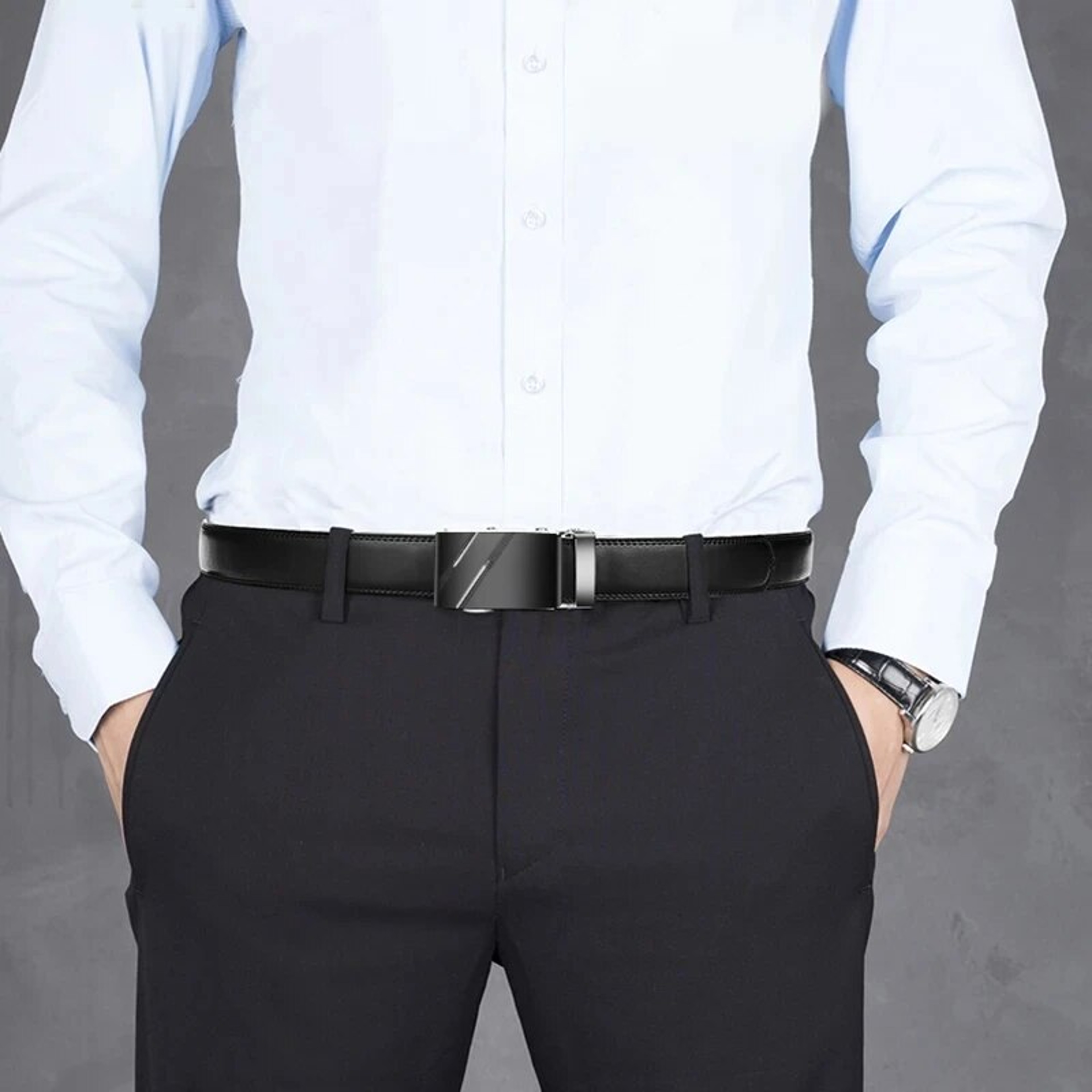 Luxury Men Belt | Genuine PU Leather, High Quality Metal Buckle for Jeans & Cargo Pants – view 2