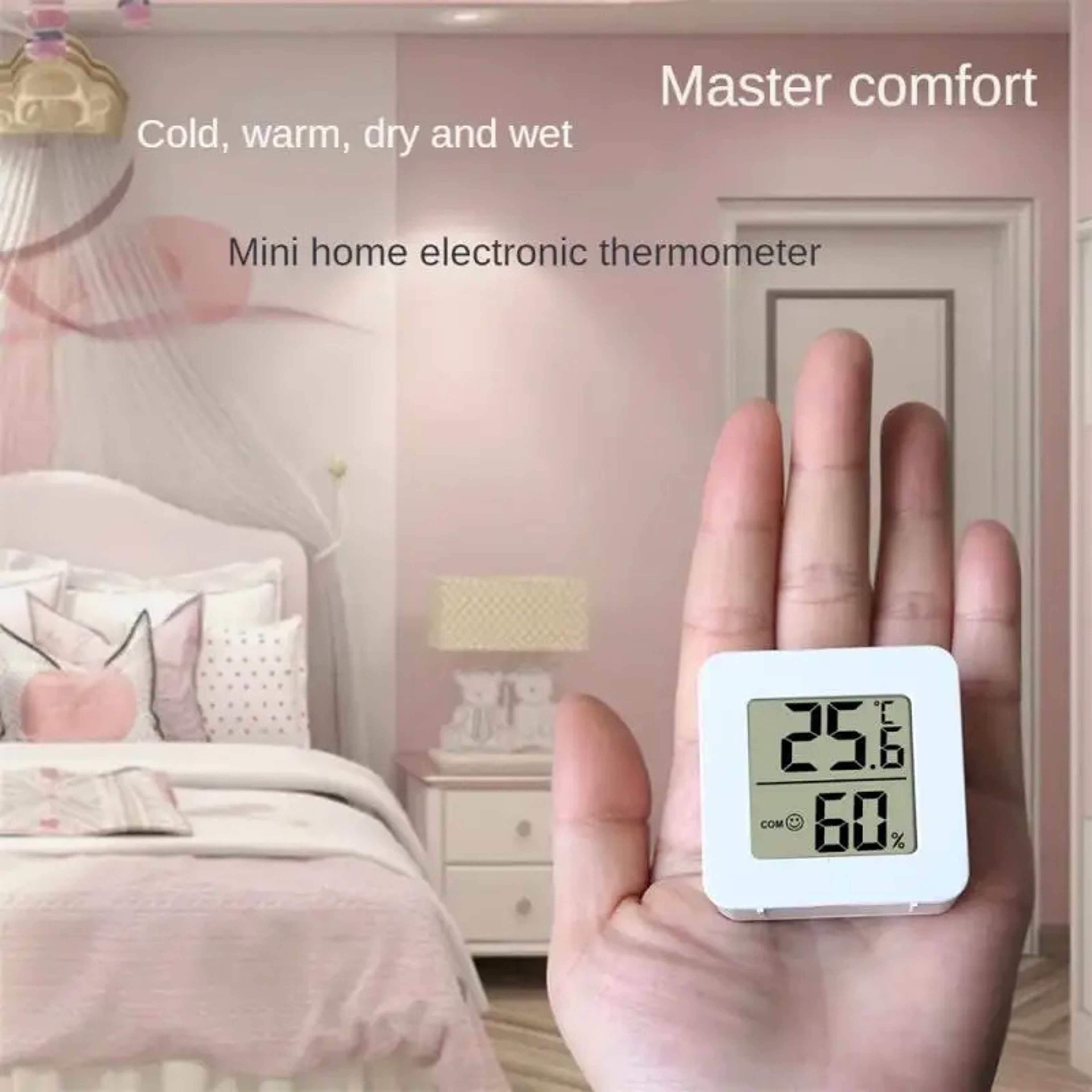 Mini LCD Digital Thermometer & Humidity Sensor  Accurate Indoor Temperature & Humidity Monitoring – view 2