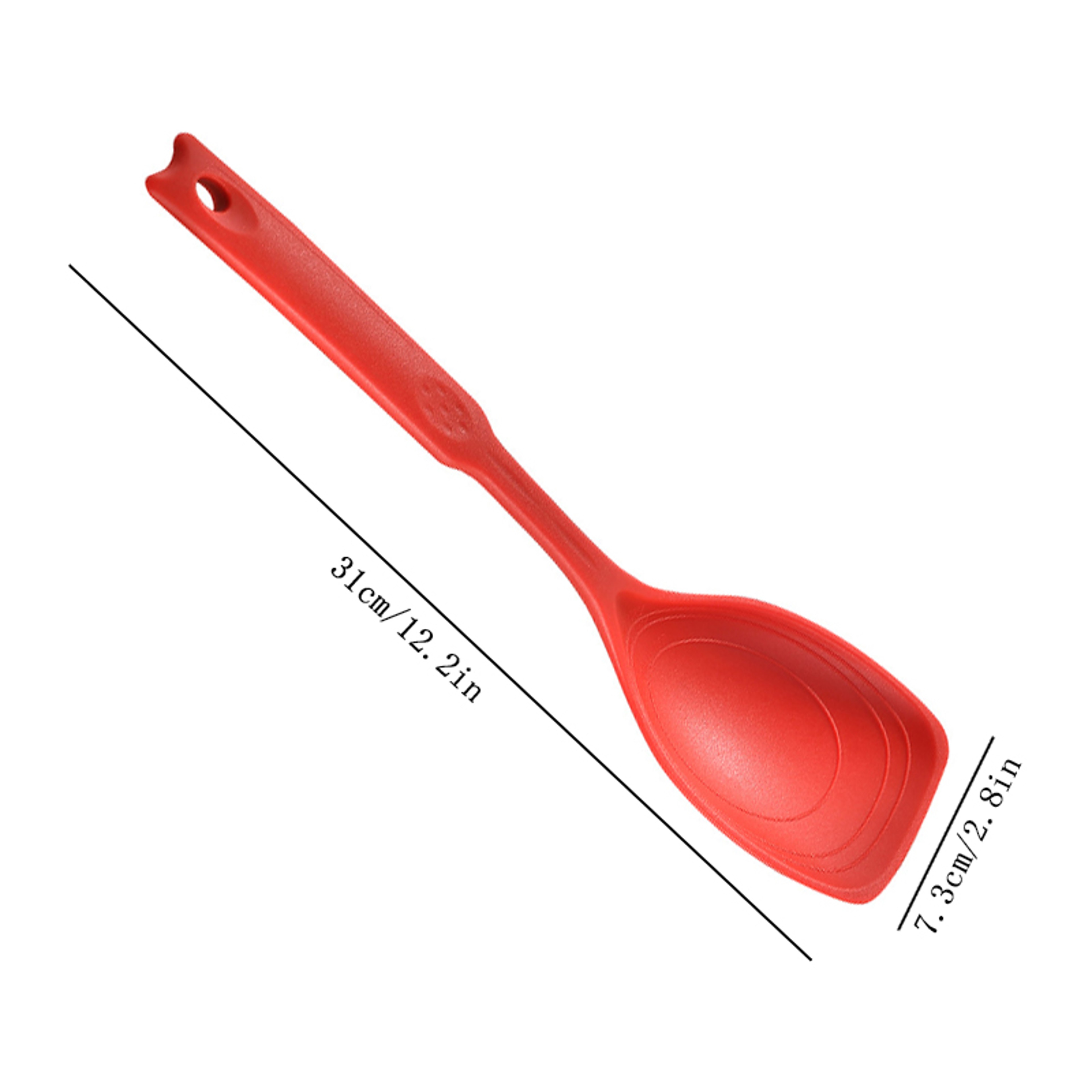 Large Silicone Cooking Spoon Set Non Stick Solid Spoon with Deep Bowl and Measurement Marks for Mixing, Serving – view 7