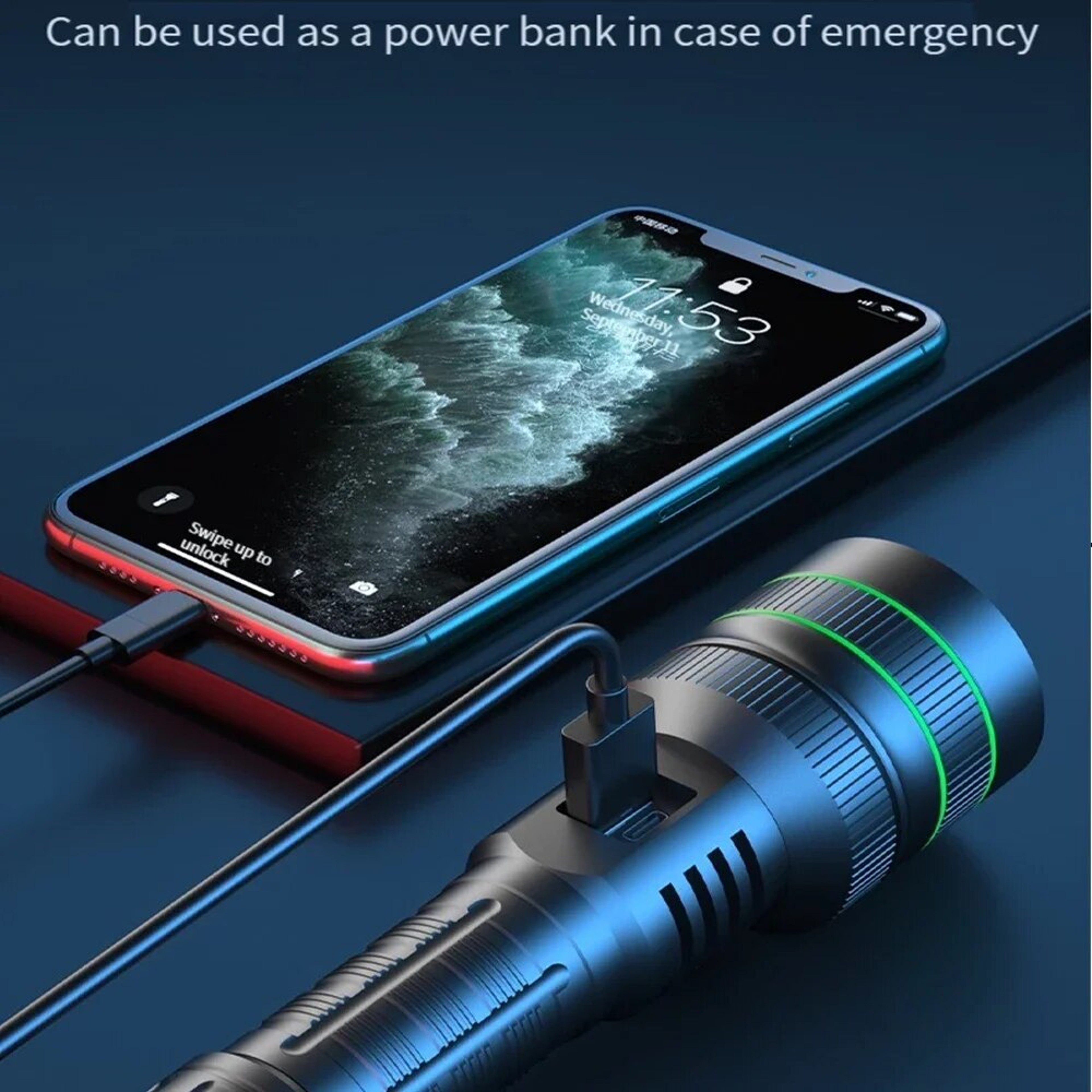 High Power Tactical LED Flashlight With Zoom Built In 26650 Battery  Ideal For Outdoor Adventures 5