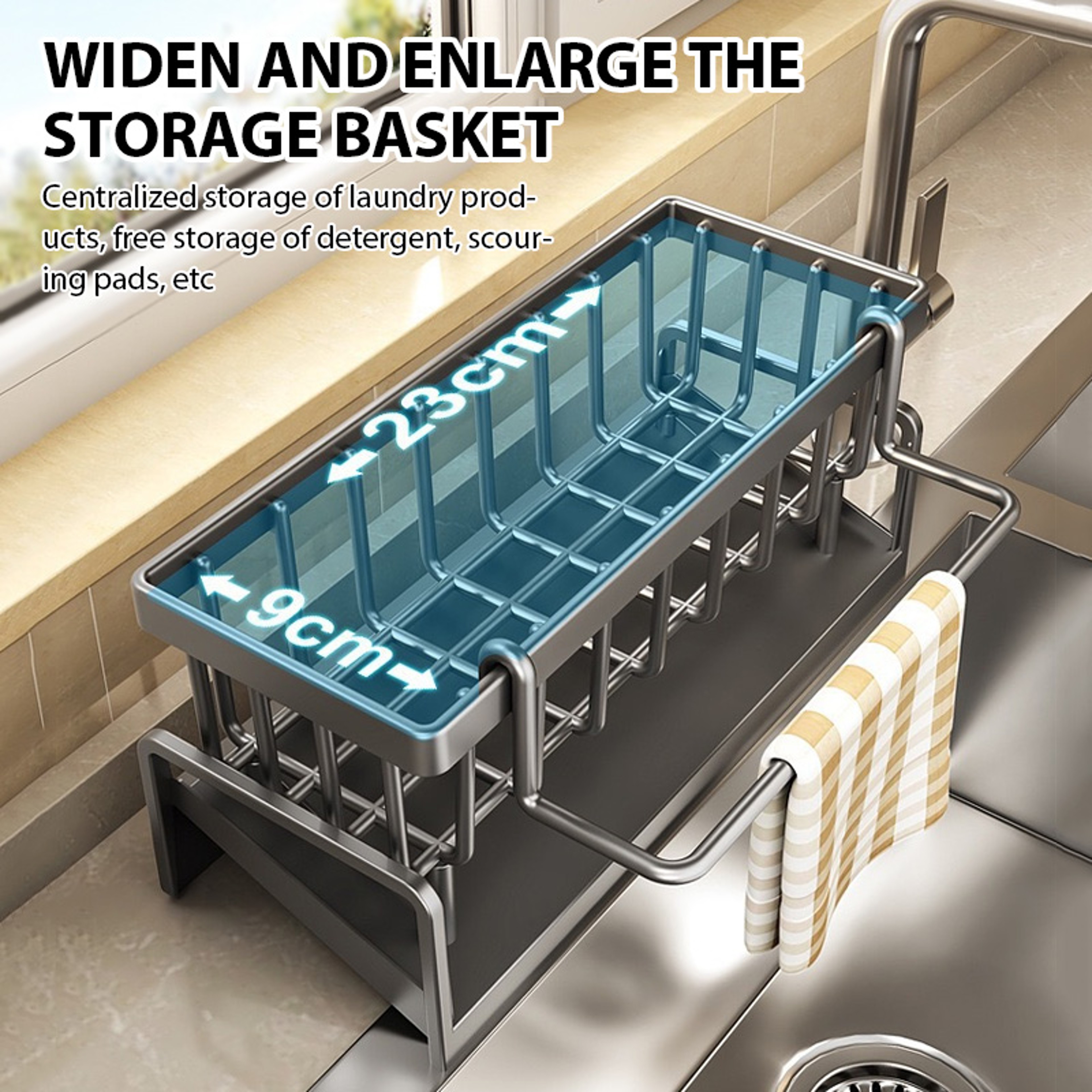 Kitchen Sink Drain Rack Organizer  Versatile Sink Shelf, Soap Sponge Holder & Countertop Storage for Efficient – view 6