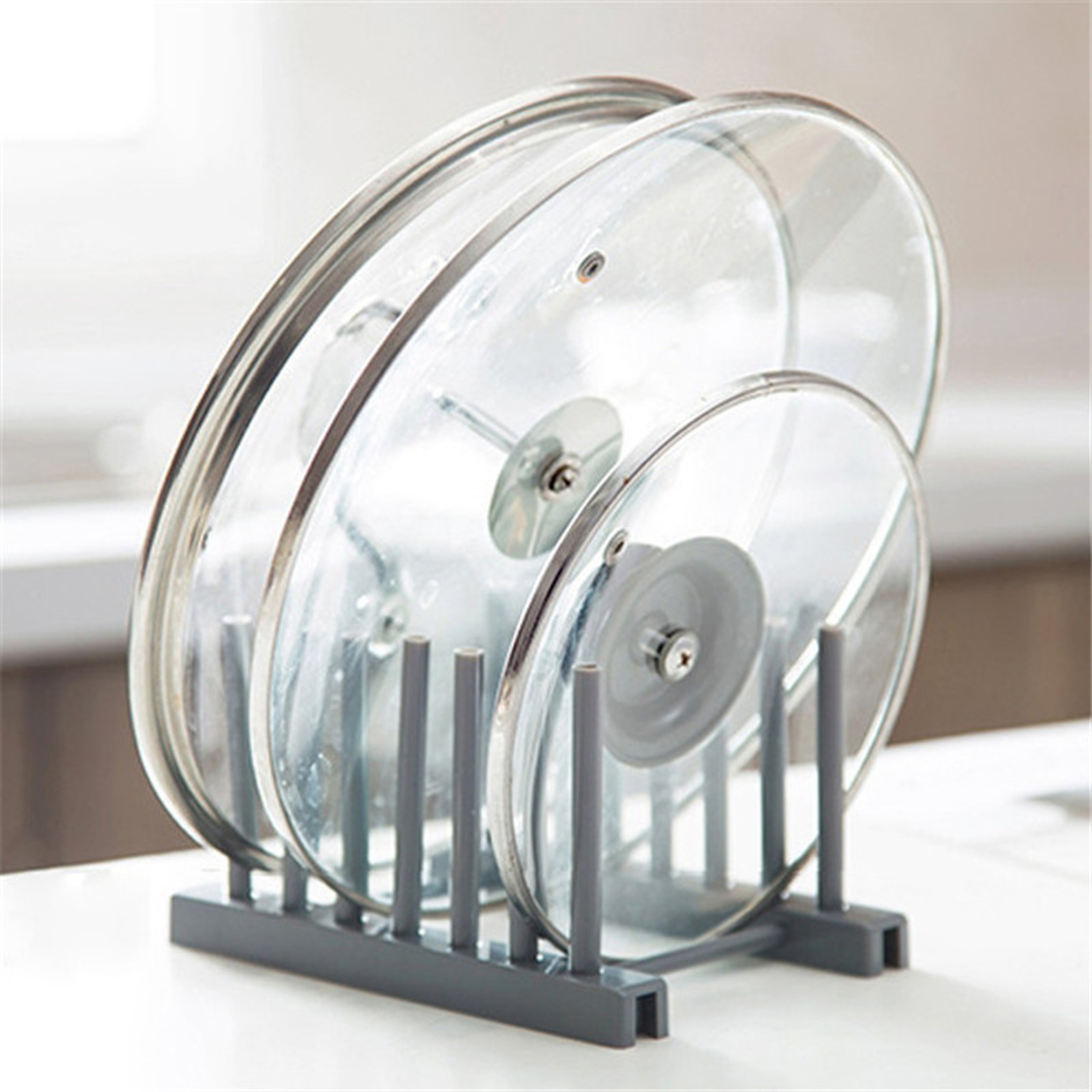 Stainless Steel Kitchen Organizer Pot Lid Rack  Spoon Holder  Pot Lid Shelf Cooking Dish Rack Pan C 0