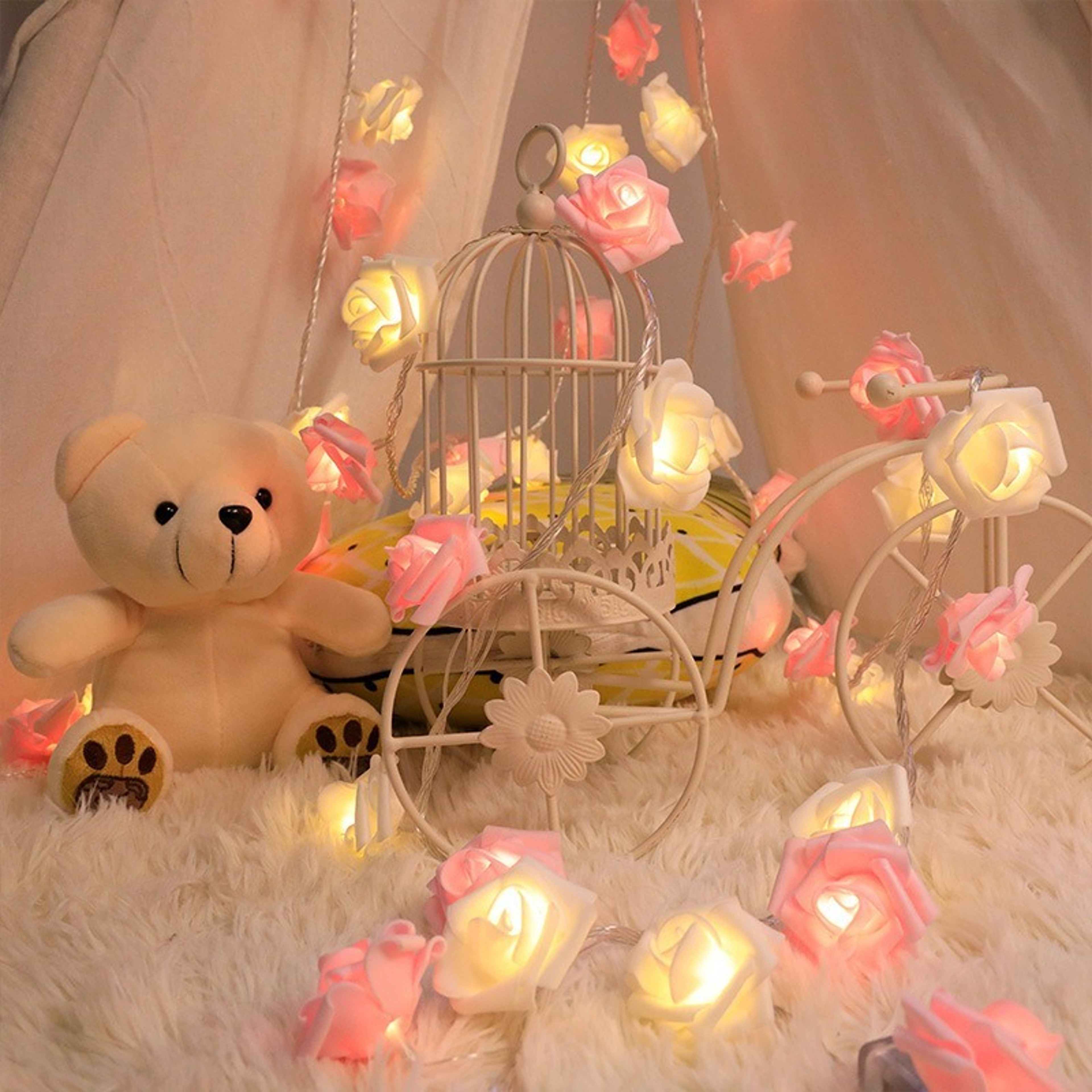 Romantic Rose Flower String Lights  Battery Operated LED Lamp for Weddings & Home Decor – view 3