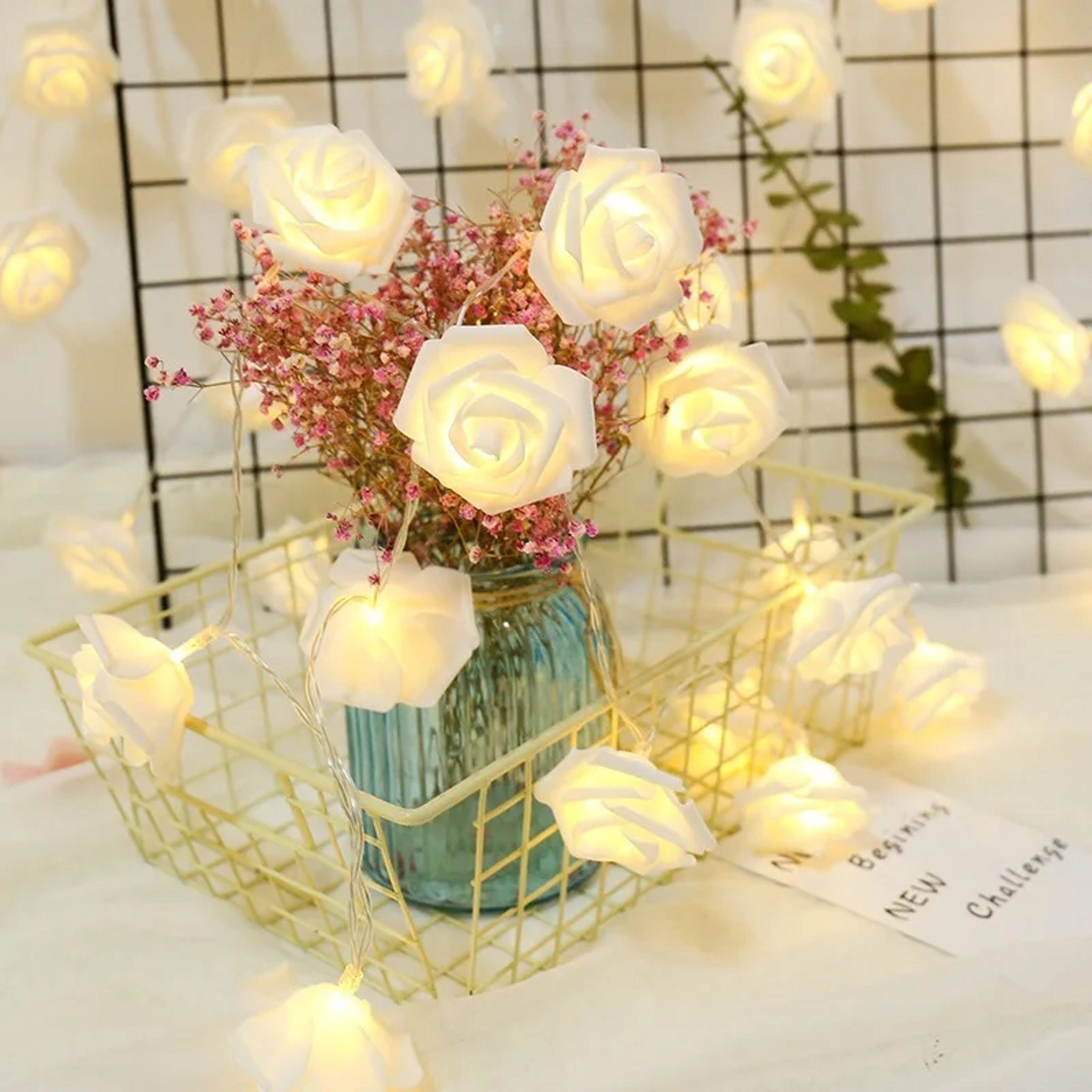 Romantic Rose Flower String Lights  Battery Operated LED Lamp for Weddings & Home Decor – view 6