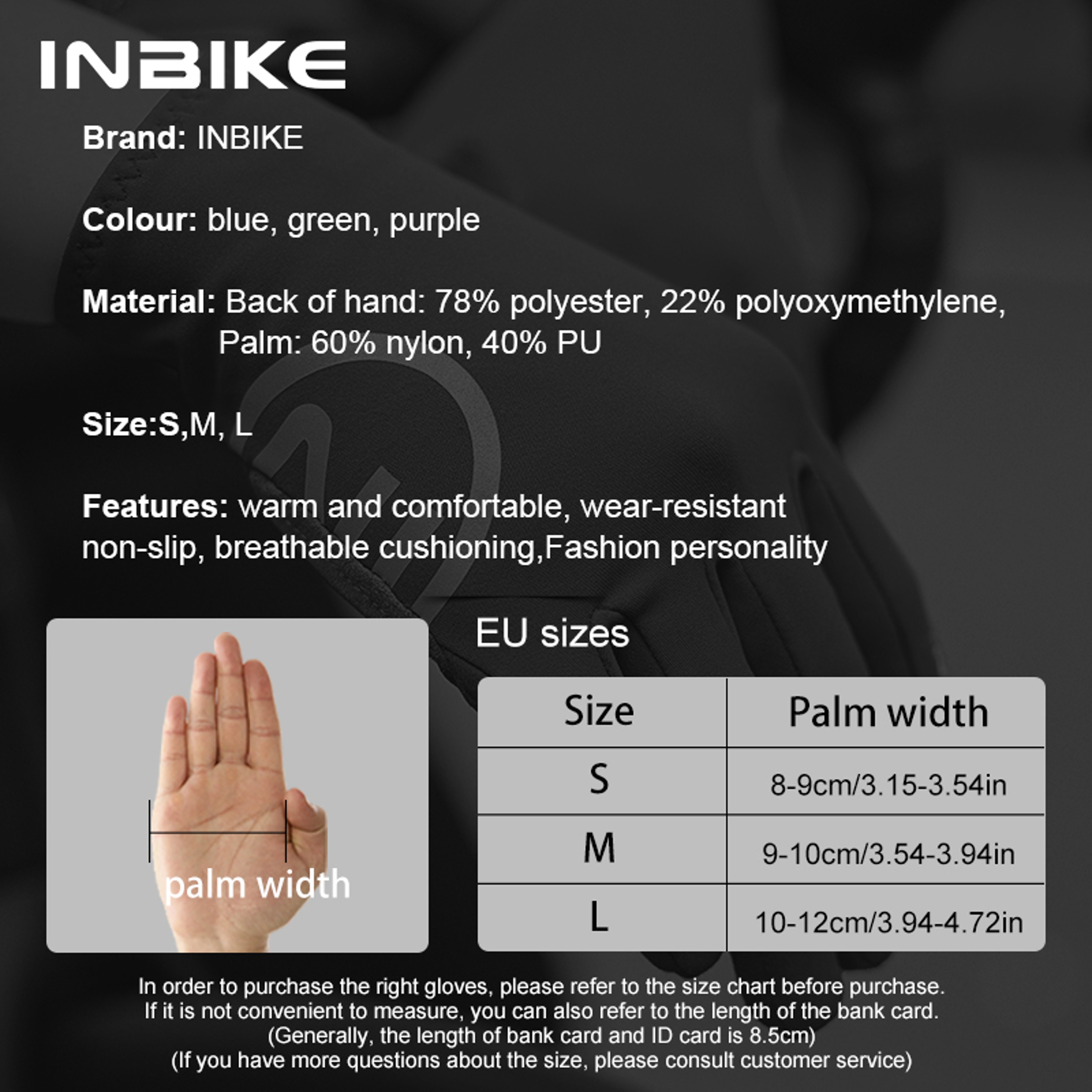INBIKE Thermal Cycling Gloves  Touchscreen, Unisex, Winter MTB Gloves for Sports & Outdoor Fitness – view 6