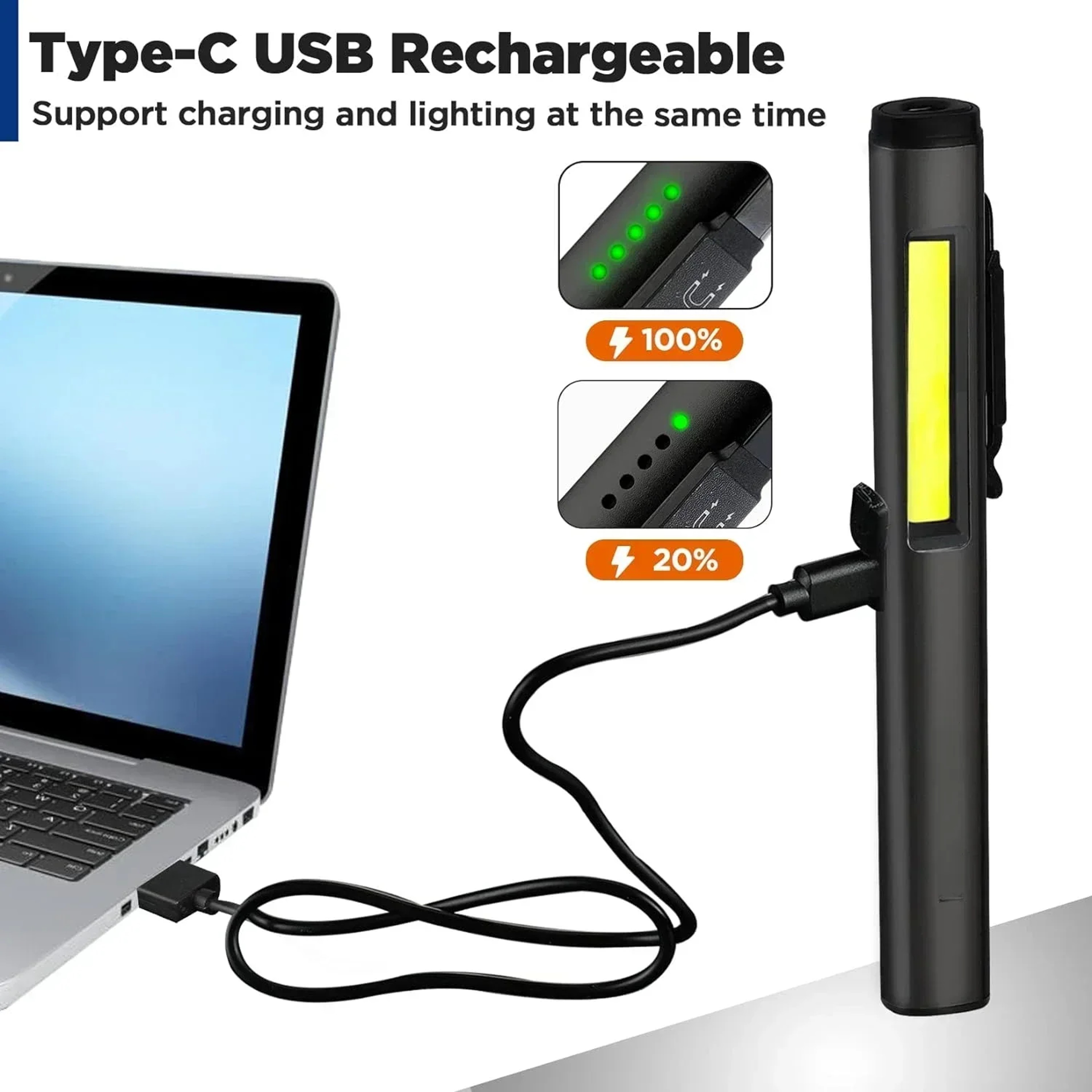 Mini USB Rechargeable LED Flashlight With Magnet Waterproof Pocket Light For Emergency Work And Out 3