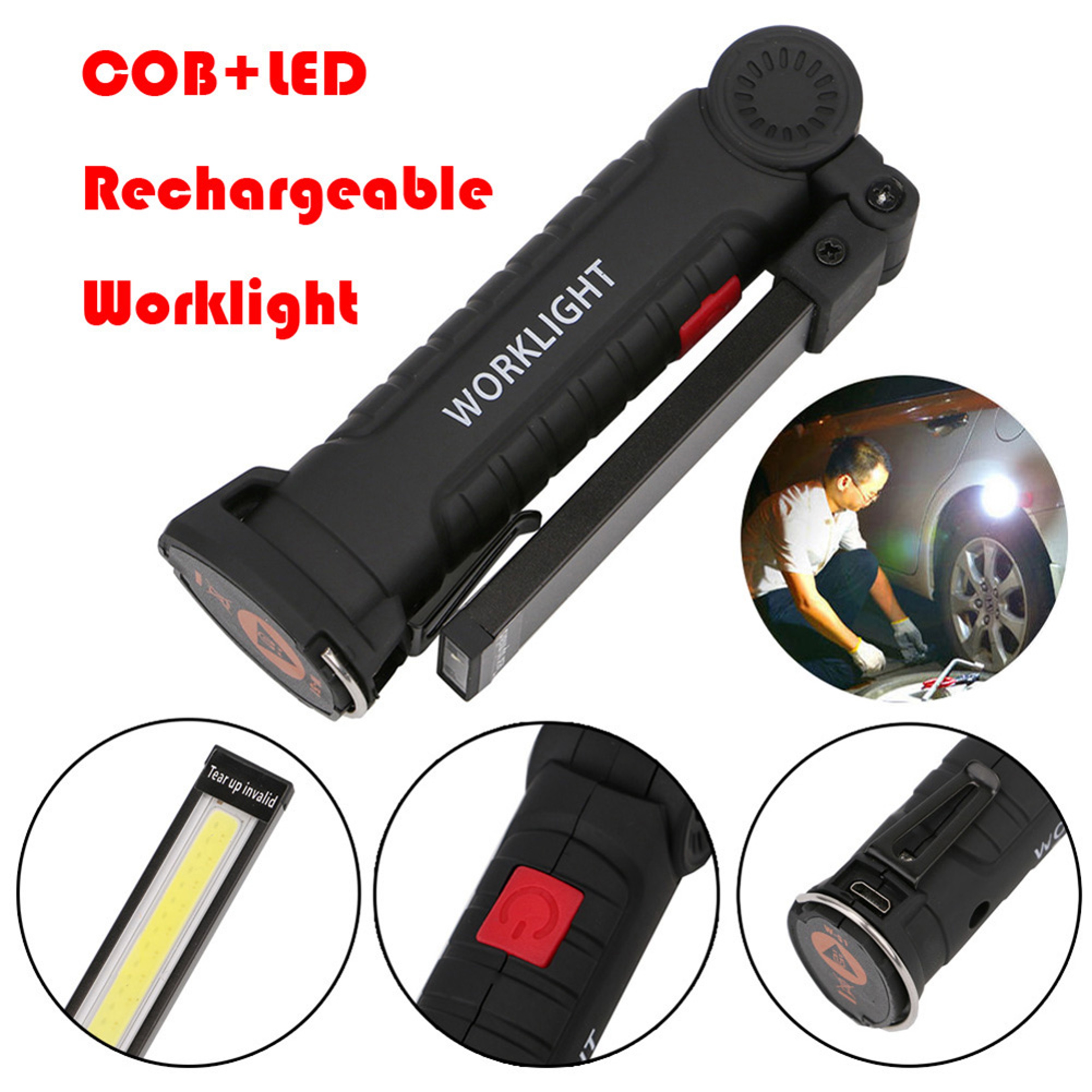 USB Rechargeable Tactical Flashlight & LED Work Lamp  Waterproof, Magnetic, and Hanging Design – view 5