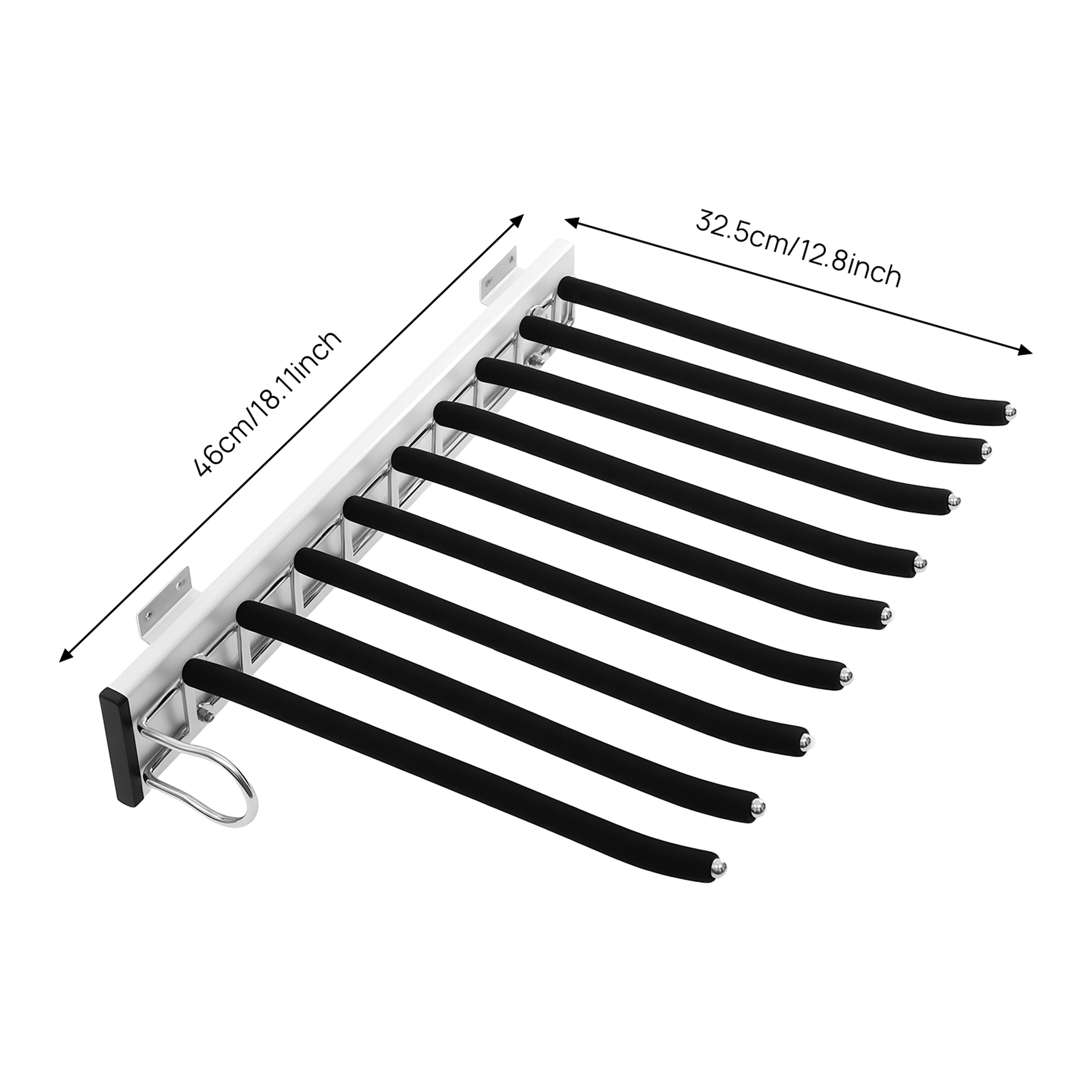 Rod Side Mounted Trousers Hanger PullOut Pants Rack With Flocked Bars For Easy Storage And Organiza 7