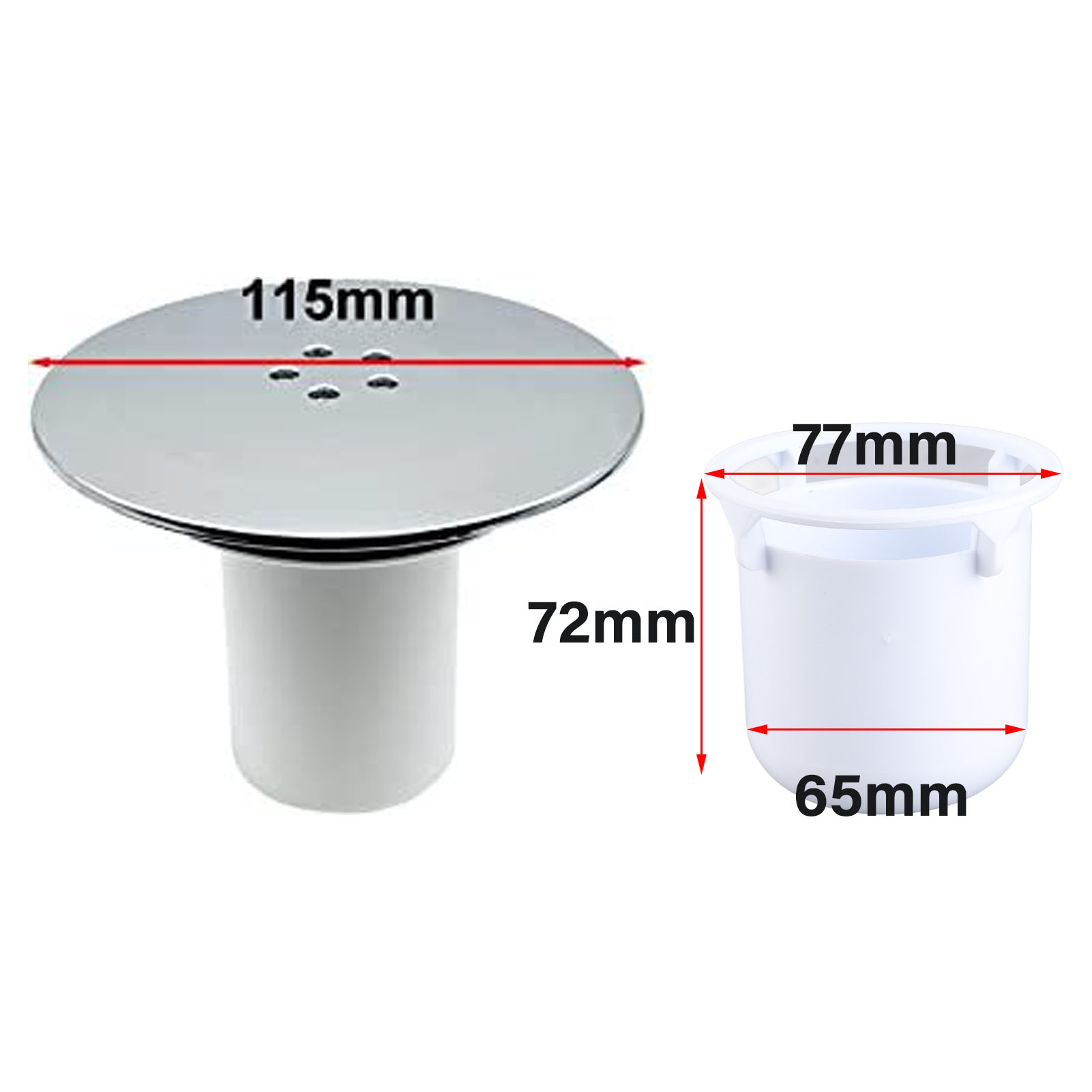 Fast Flow Shower Drain Cover with Hair Catcher Stainless Steel Waste Trap Plug – view 6