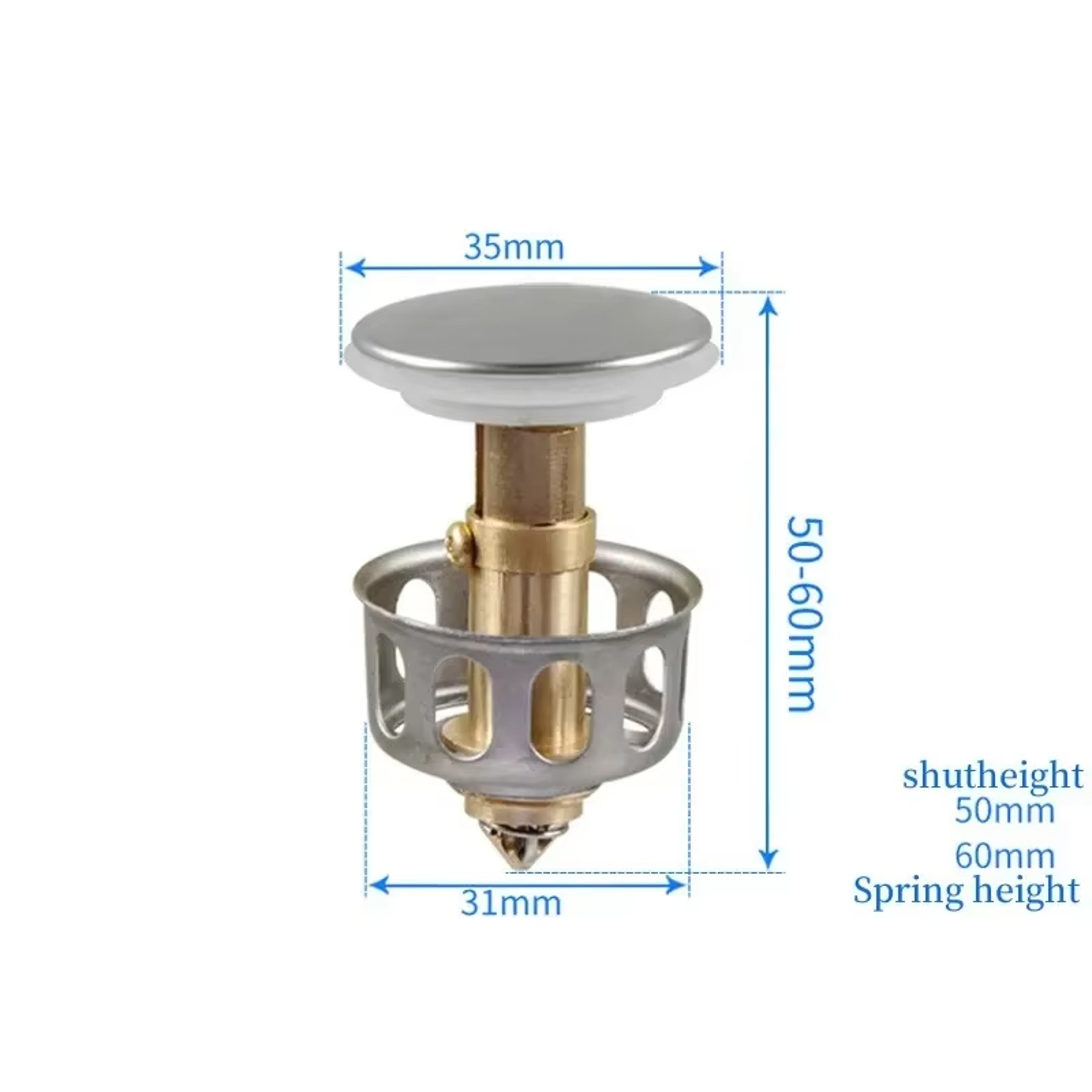 Universal Pop Up Sink Stopper with Drain Hair Catcher Metal Bathroom Filter Plug – view 6