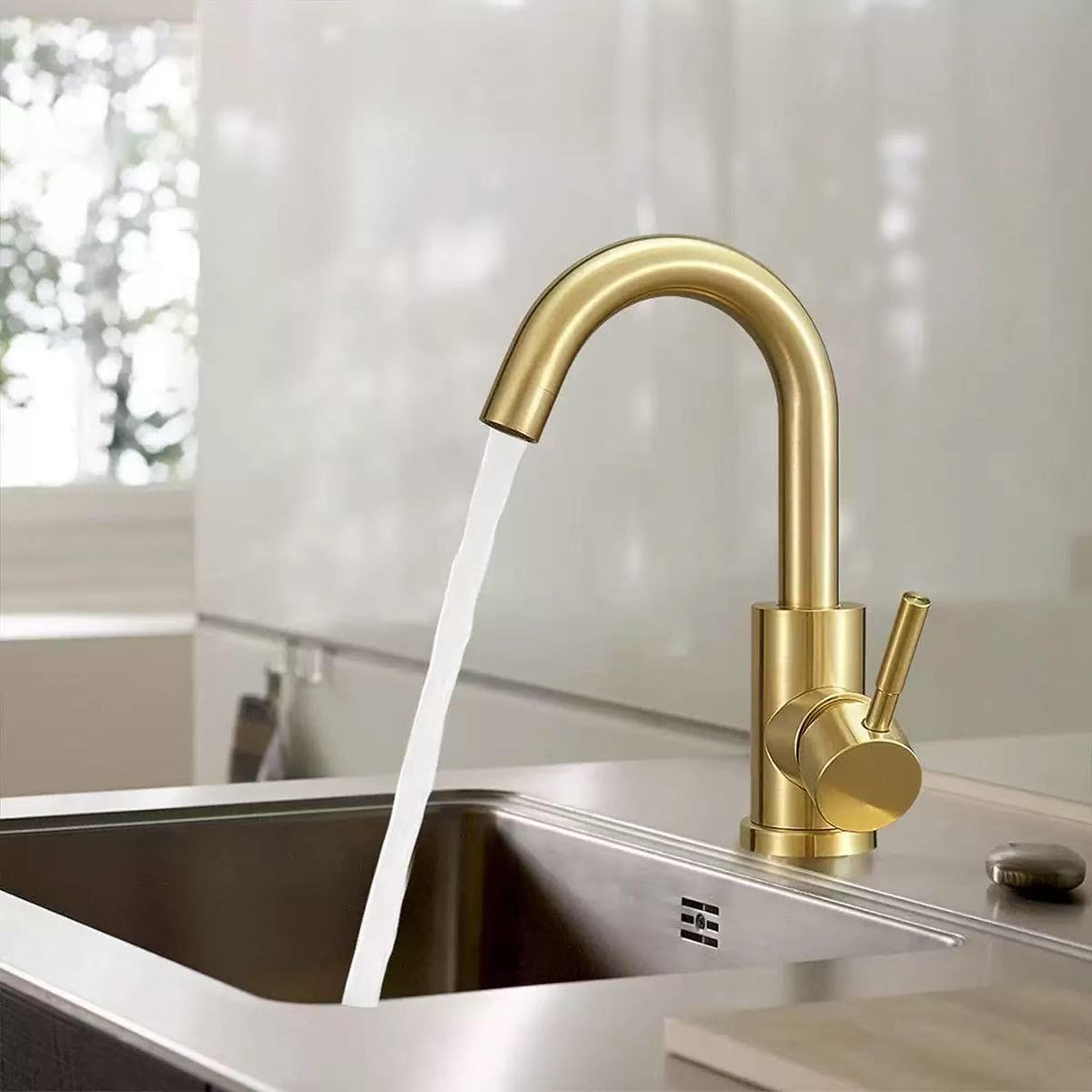 Flexible Kitchen Faucet Swivel Stainless Steel Gold Mixer Tap – view 2