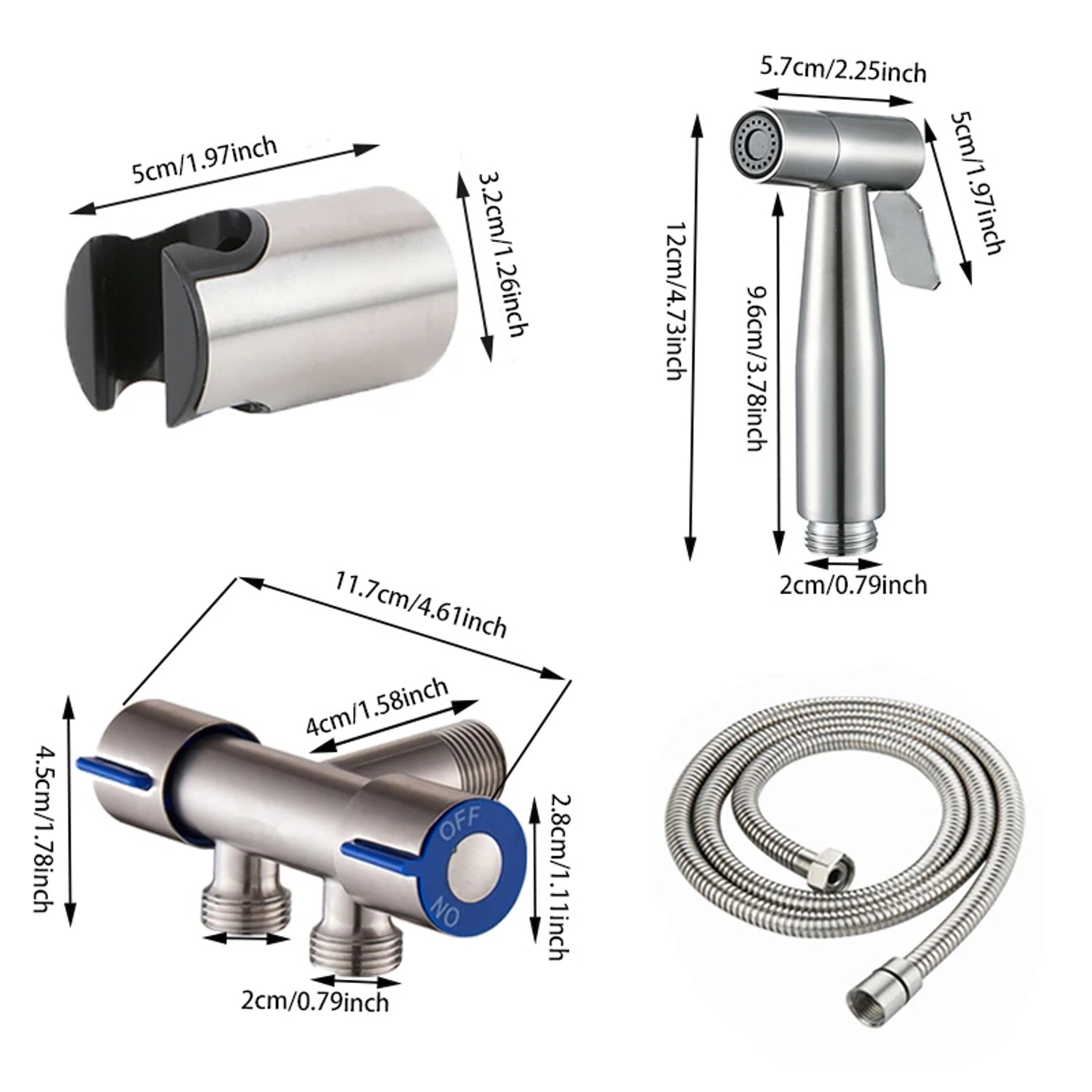 Stainless Steel Bidet Sprayer Set with Hose Handheld Toilet Spray Kit – view 7