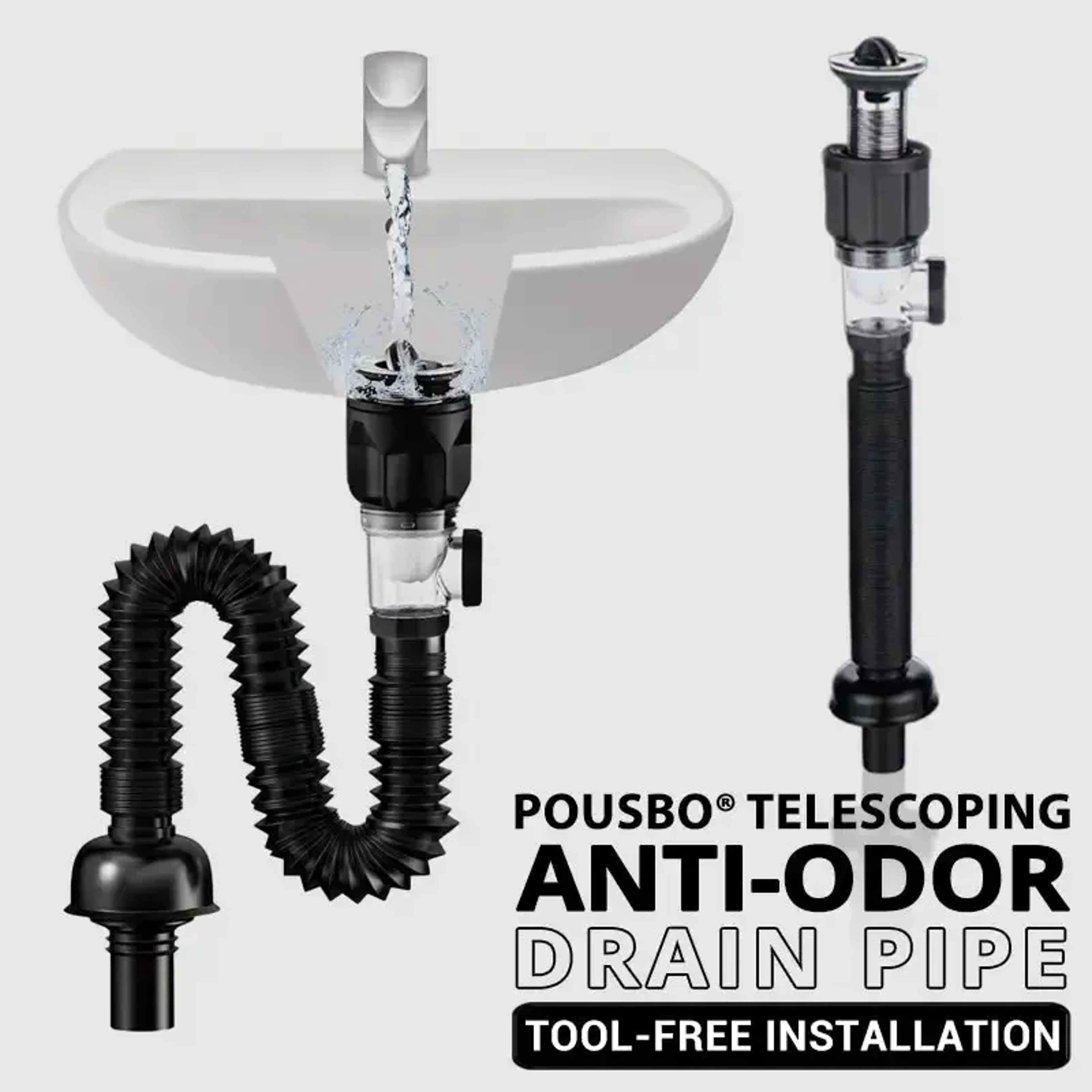 Flexible Anti Odor Sink Drain Hose Kit for Kitchen and Bathroom – view 1