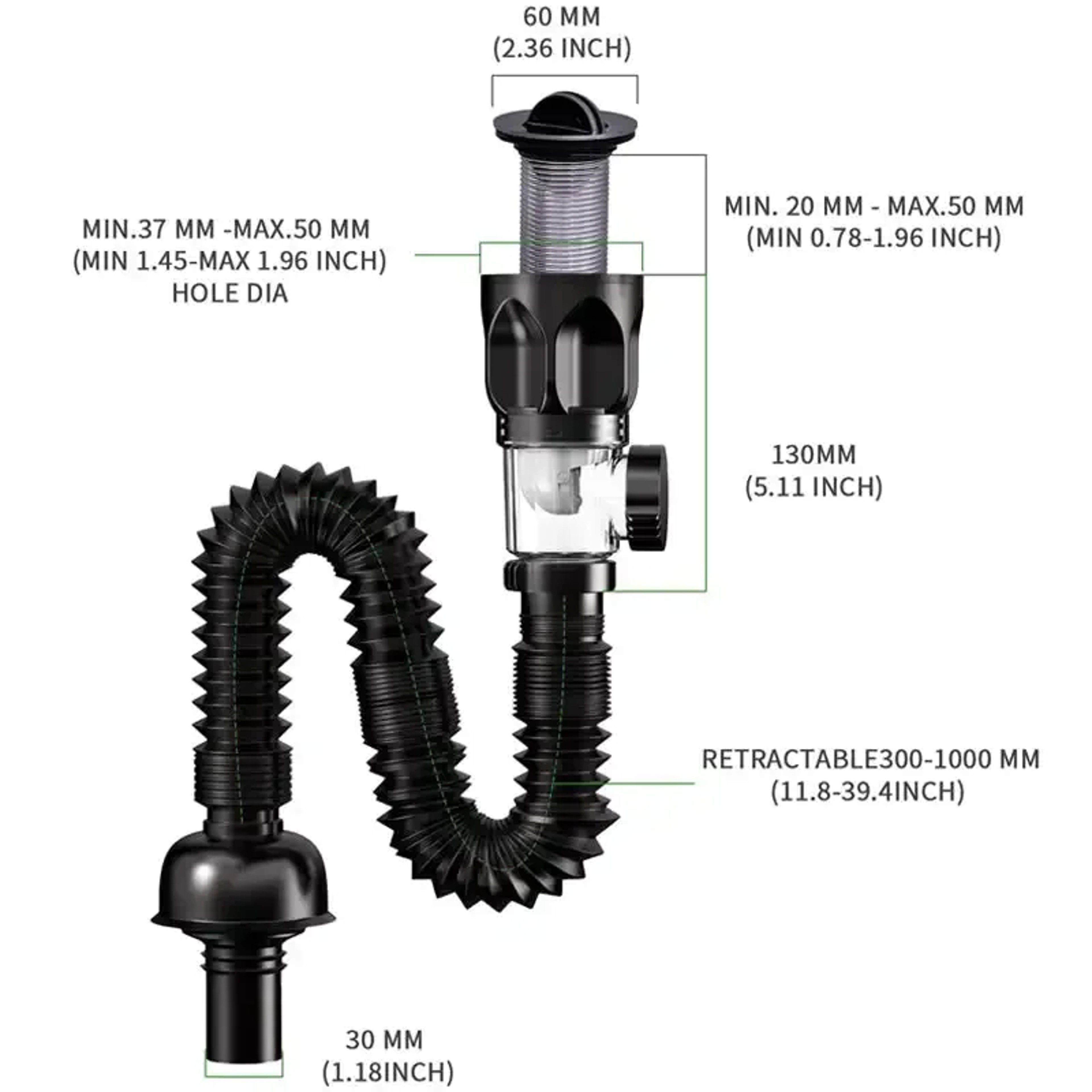 Flexible Anti Odor Sink Drain Hose Kit for Kitchen and Bathroom – view 6