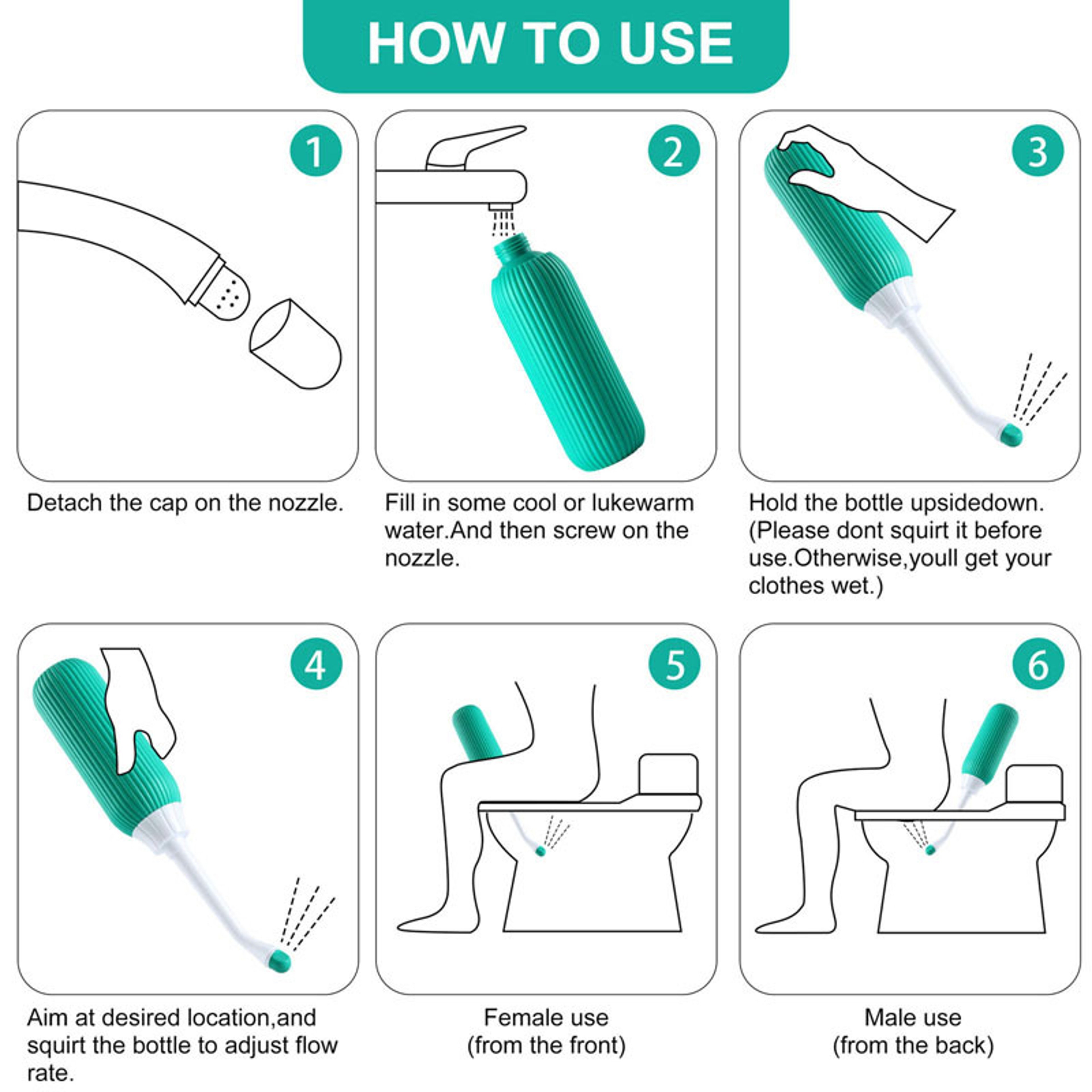 Portable Bidet Bottle Travel Hygiene Cleaner with Retractable Nozzle – view 5
