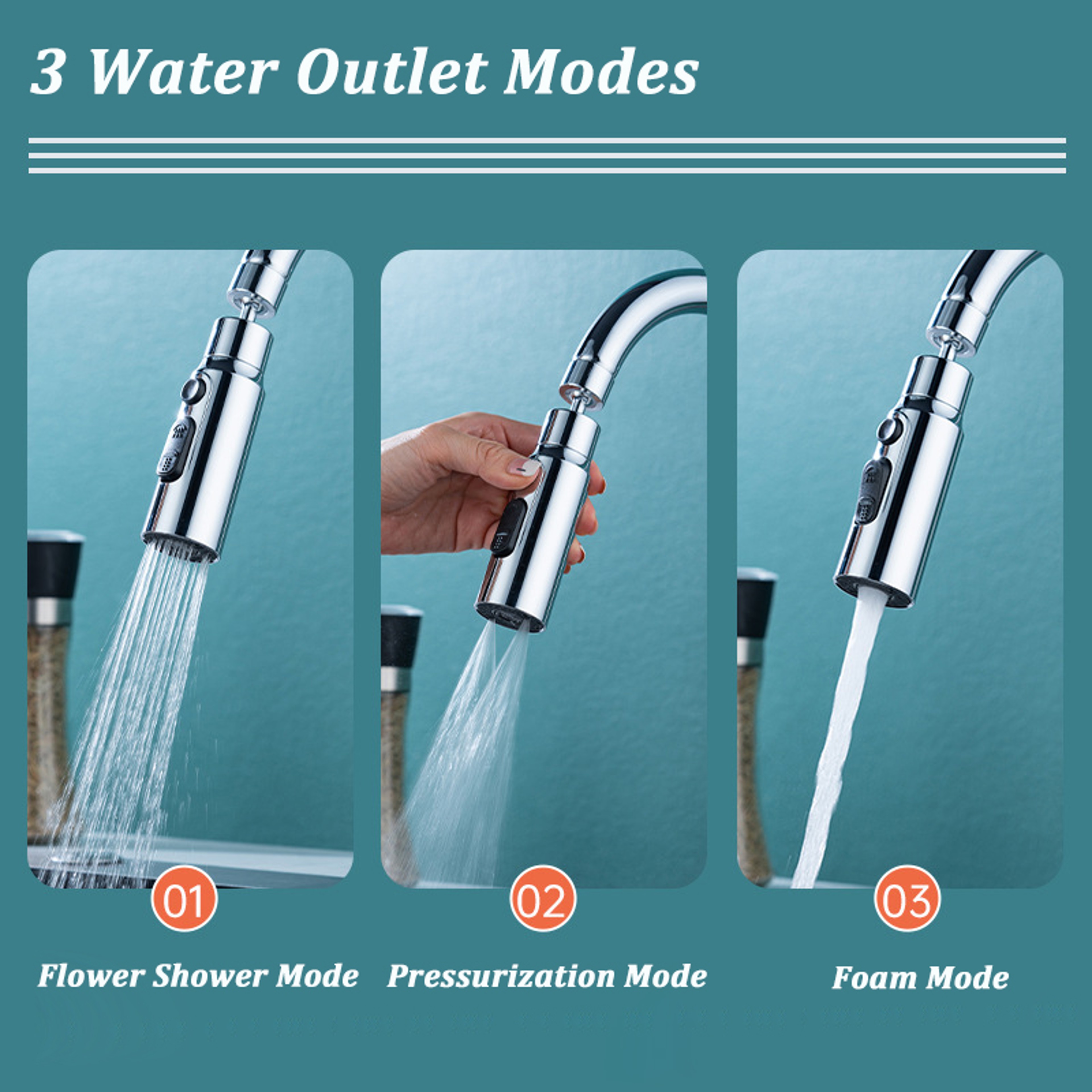 Mode Faucet Aerator Tap Extender with Anti Splash Water Saving Nozzle – view 3