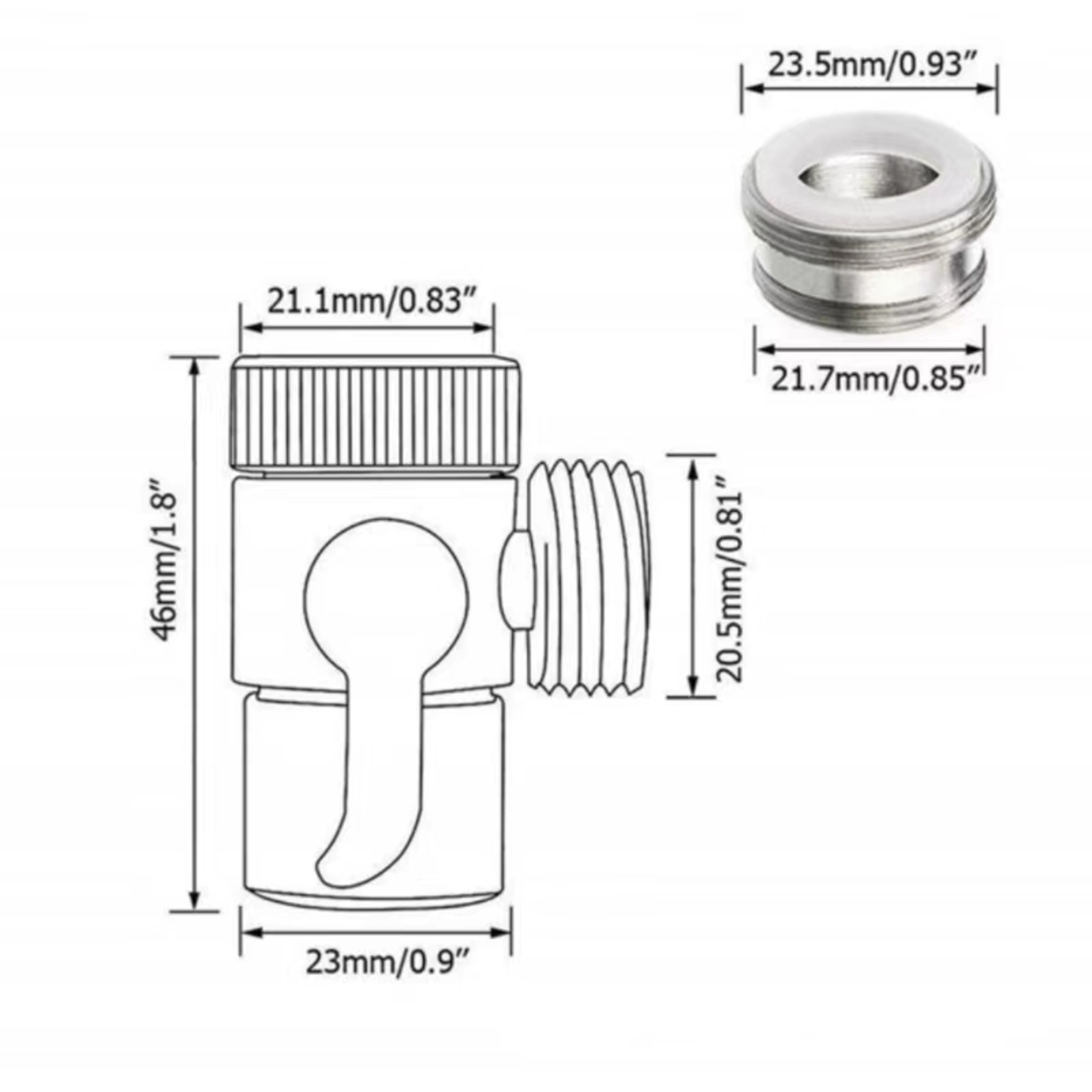 Universal Faucet Splitter Valve with Easy Switch for Kitchen Shower and Bathroom Tap – view 6